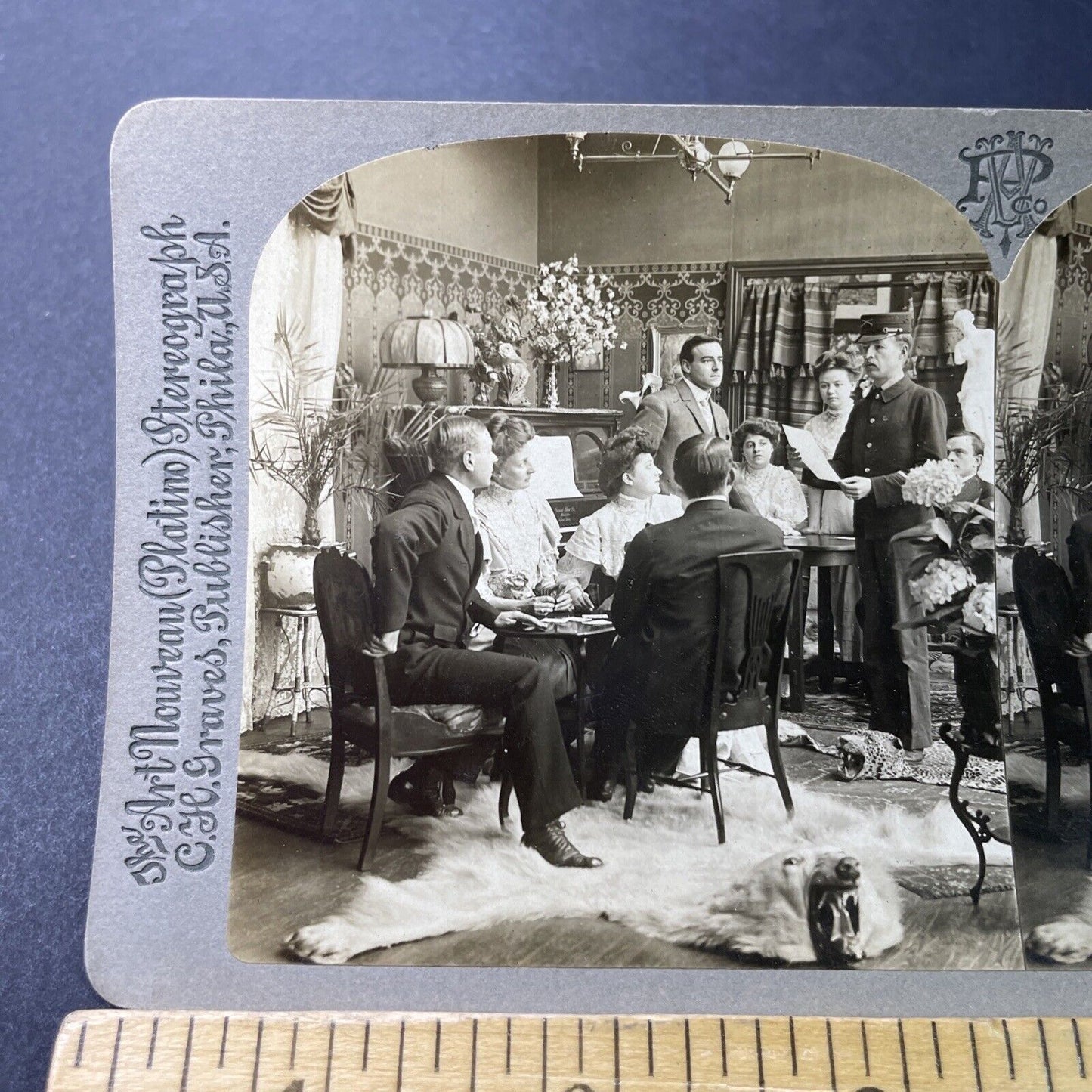 Antique 1907 Husband Is Conscripted To War Stereoview Photo Card P3393