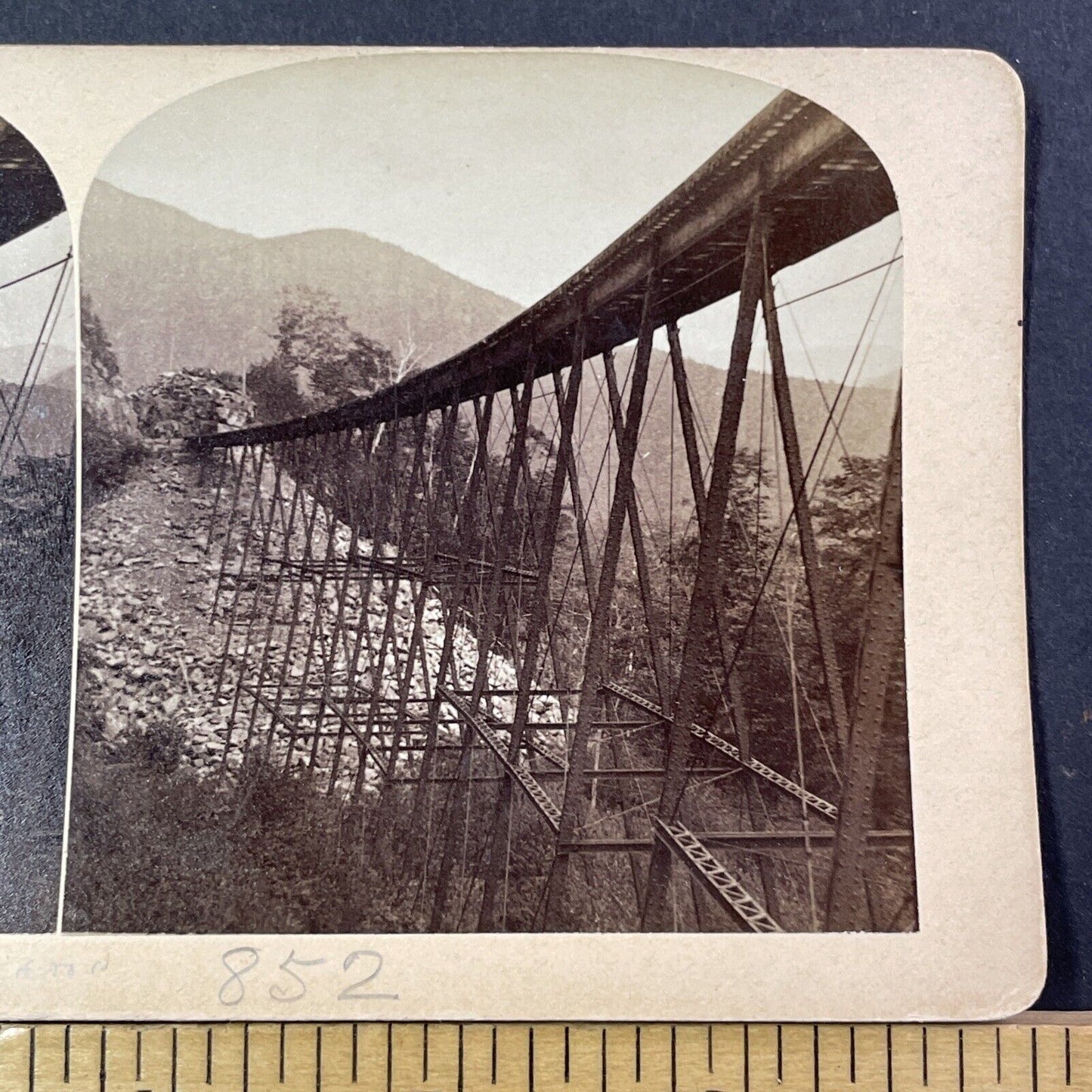 Frankenstein Train Trestle Bridge Stereoview Railroad Photo Antique c1875 X922