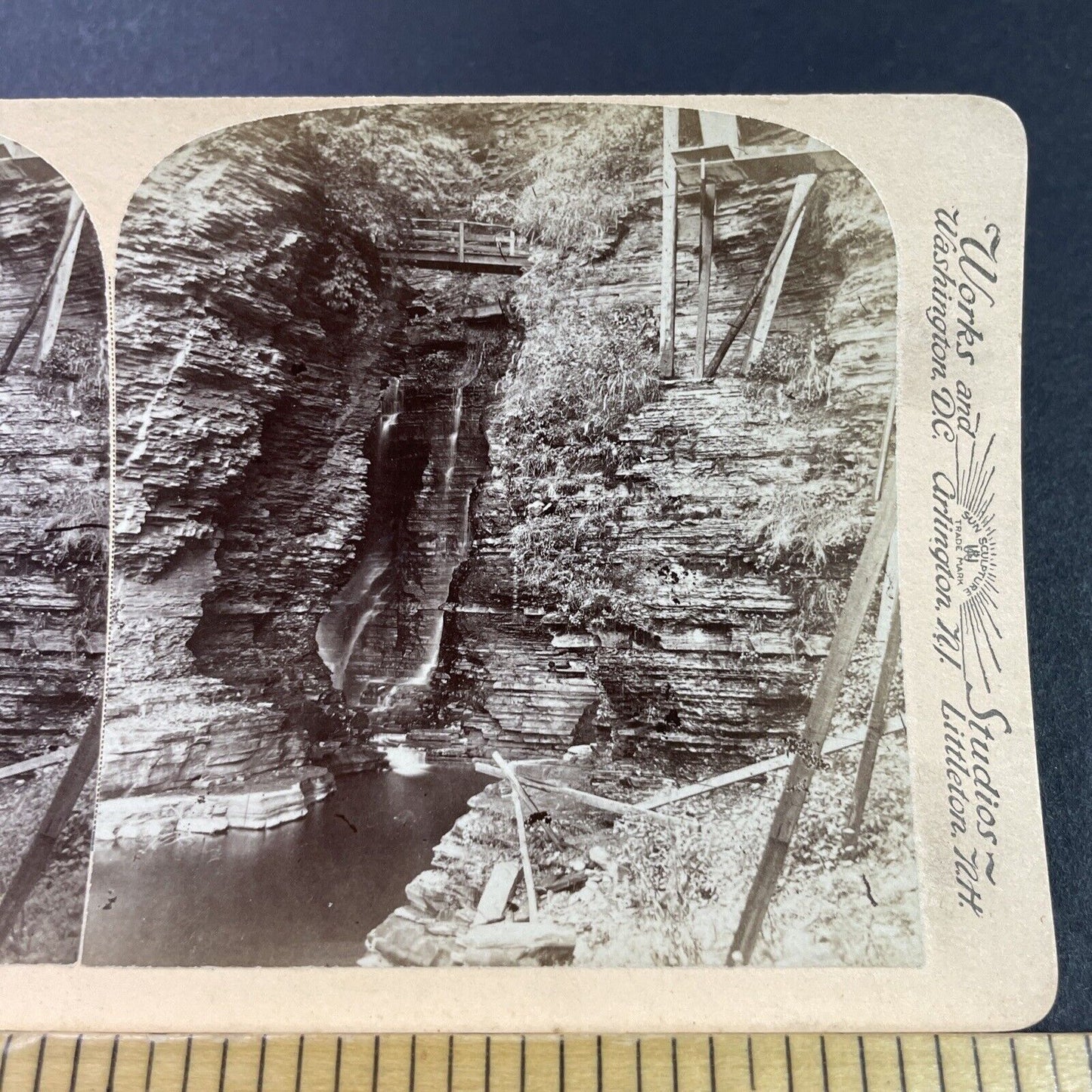 Antique 1890s Watkins Glen Gorge New York Stereoview Photo Card P3828