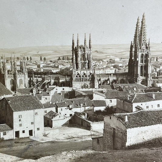 Antique 1908 Burgos Spain City View Stereoview Photo Card P2215