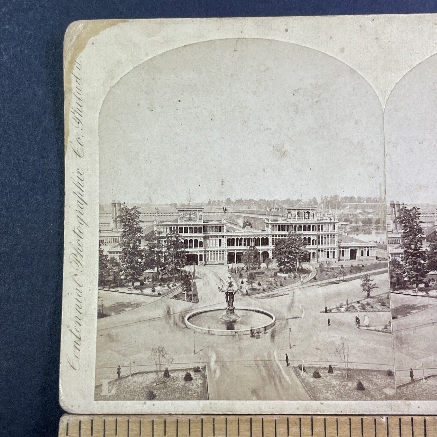 Machine Hall Fountain Philadelphia Stereoview Edward L Wilson Antique 1876 X1871