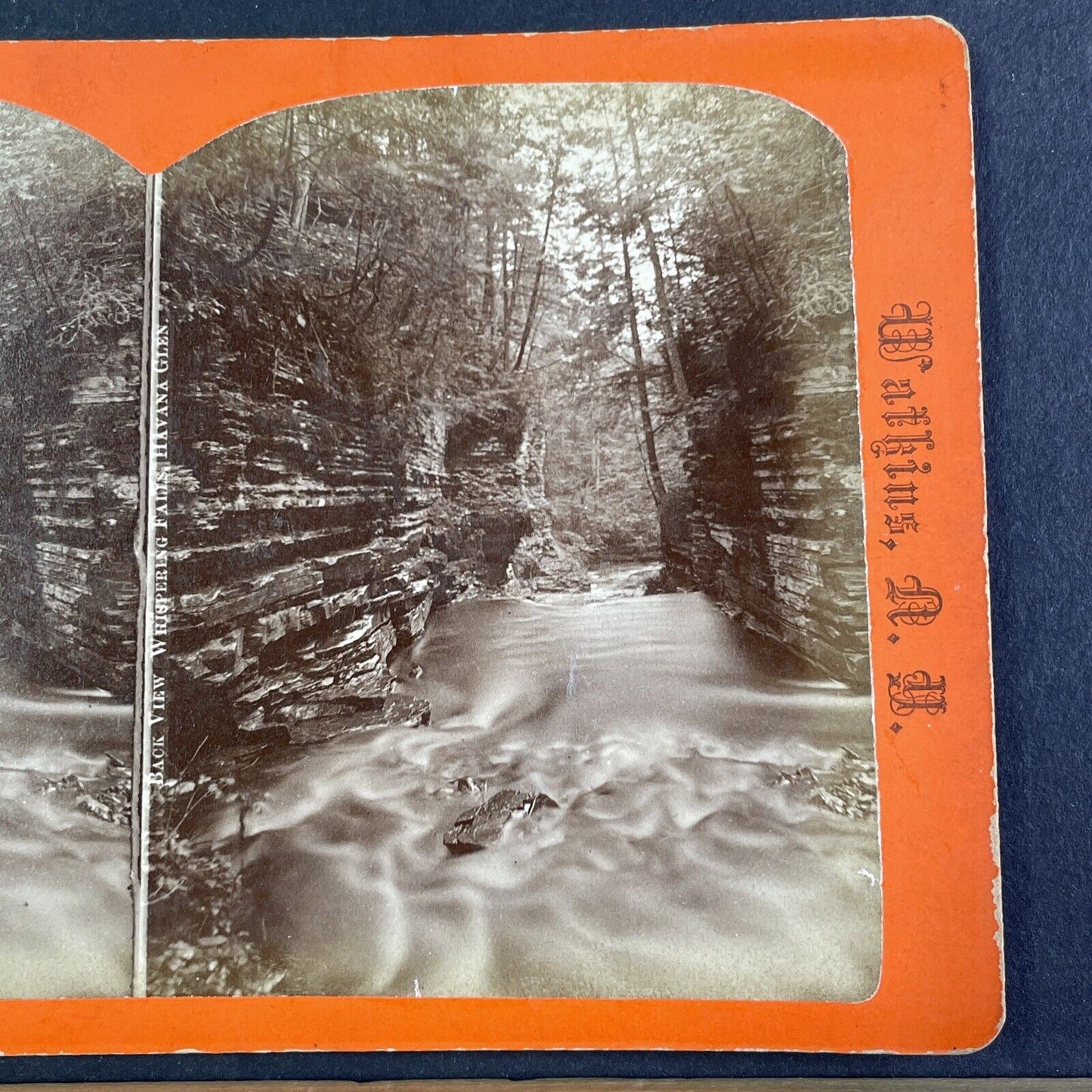 Whispering Falls Watkins Glen New York Stereoview R.D. Crum Antique c1870 Y1035