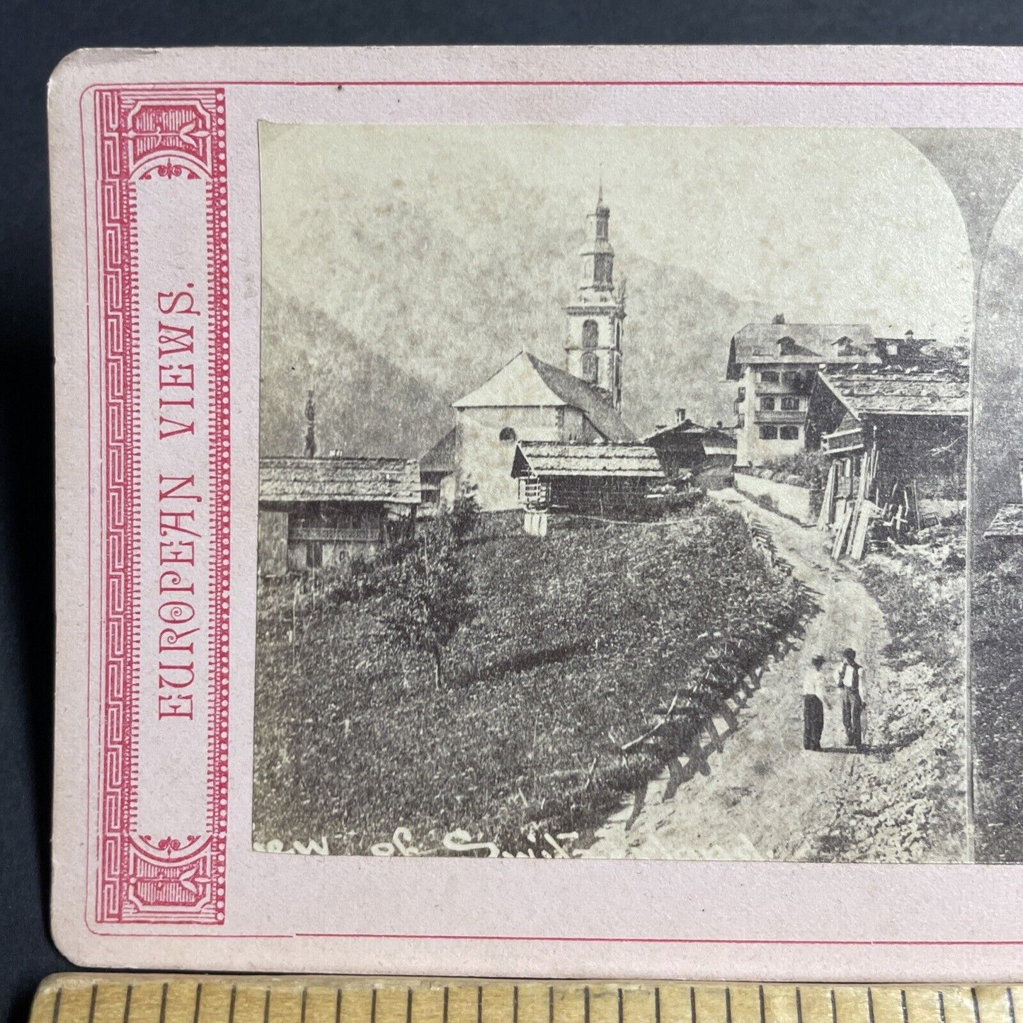 Antique 1870s Church Of Val-D'illiez Switzerland Stereoview Photo Card P4167