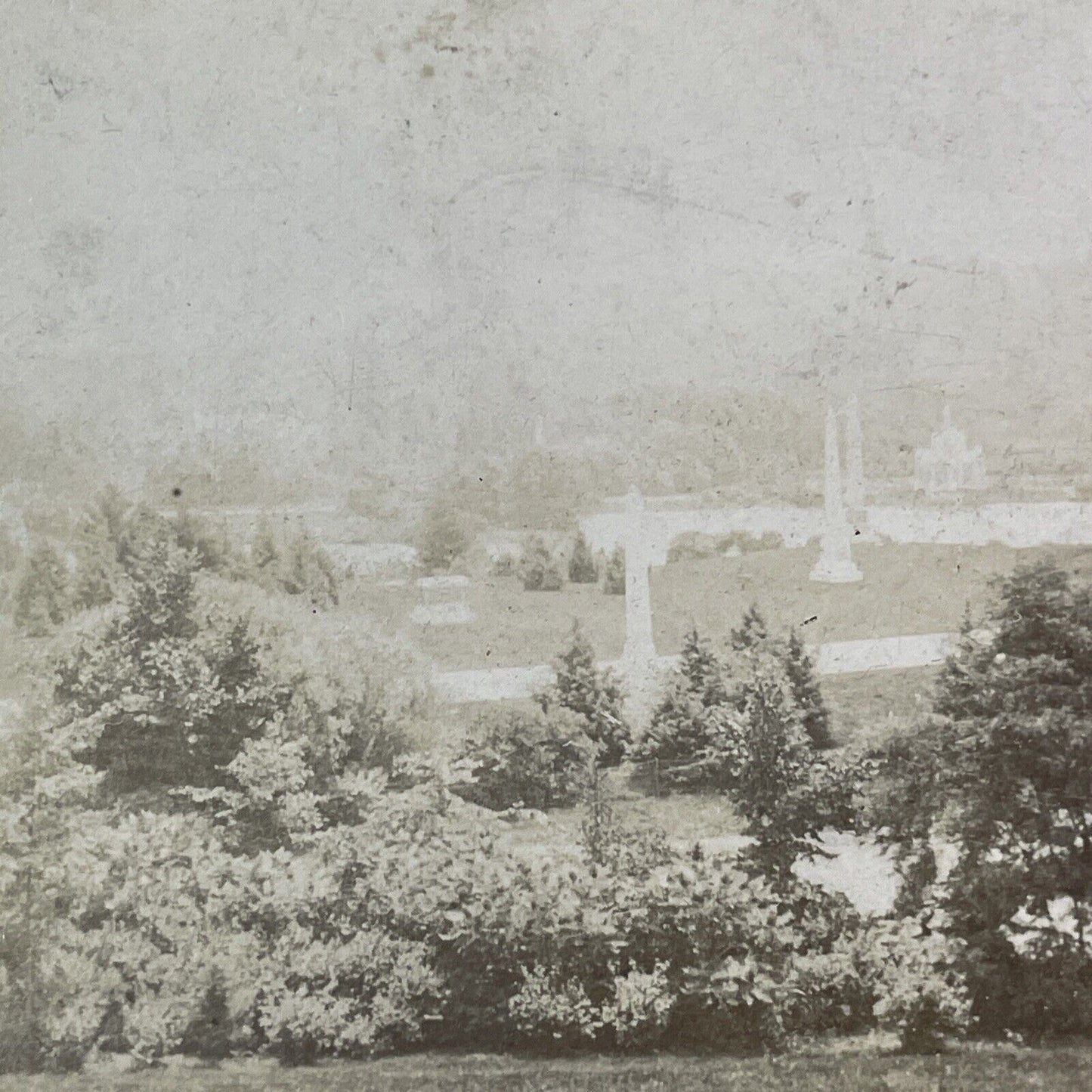 Spring Grove Cemetery? Cleveland Stereoview Photo Card Antique c1875 X1267