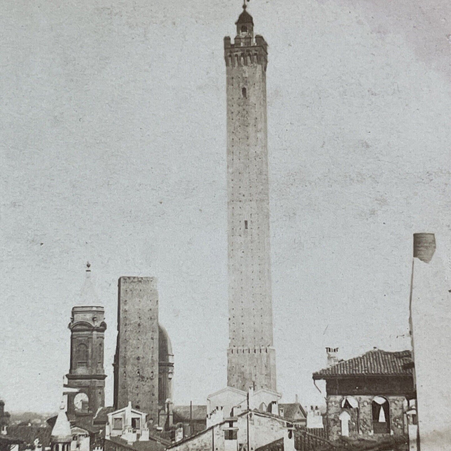 Towers Of Bologne Italy Bologna Leaning Towers Stereoview Antique c1855 X3566