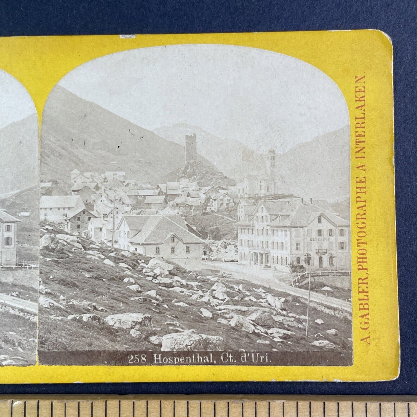 Hospental Switzerland Stereoview Johann Adam Gabler Antique c1875 X3593