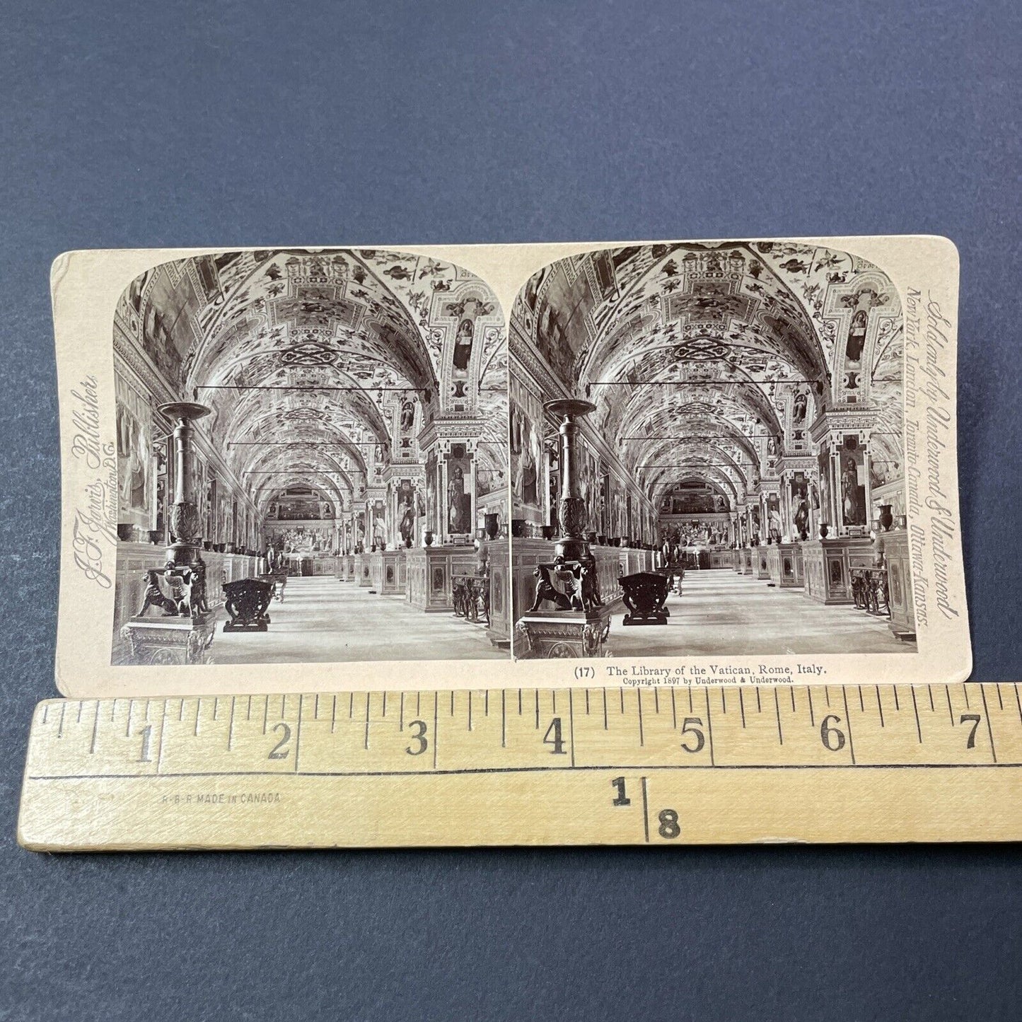 Antique 1897 Secret Library Of The Vatican Rome Italy Stereoview Photo Card 3301