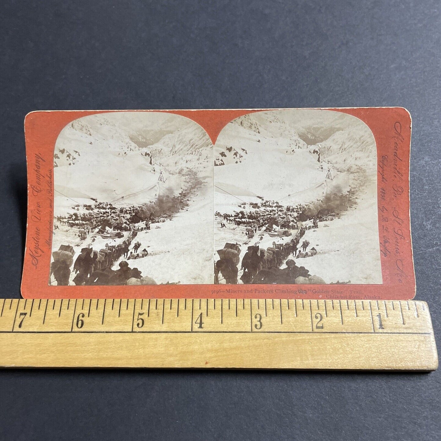 Antique 1898 Gold Miners Hiking Through The Rockies Stereoview Photo Card P4999