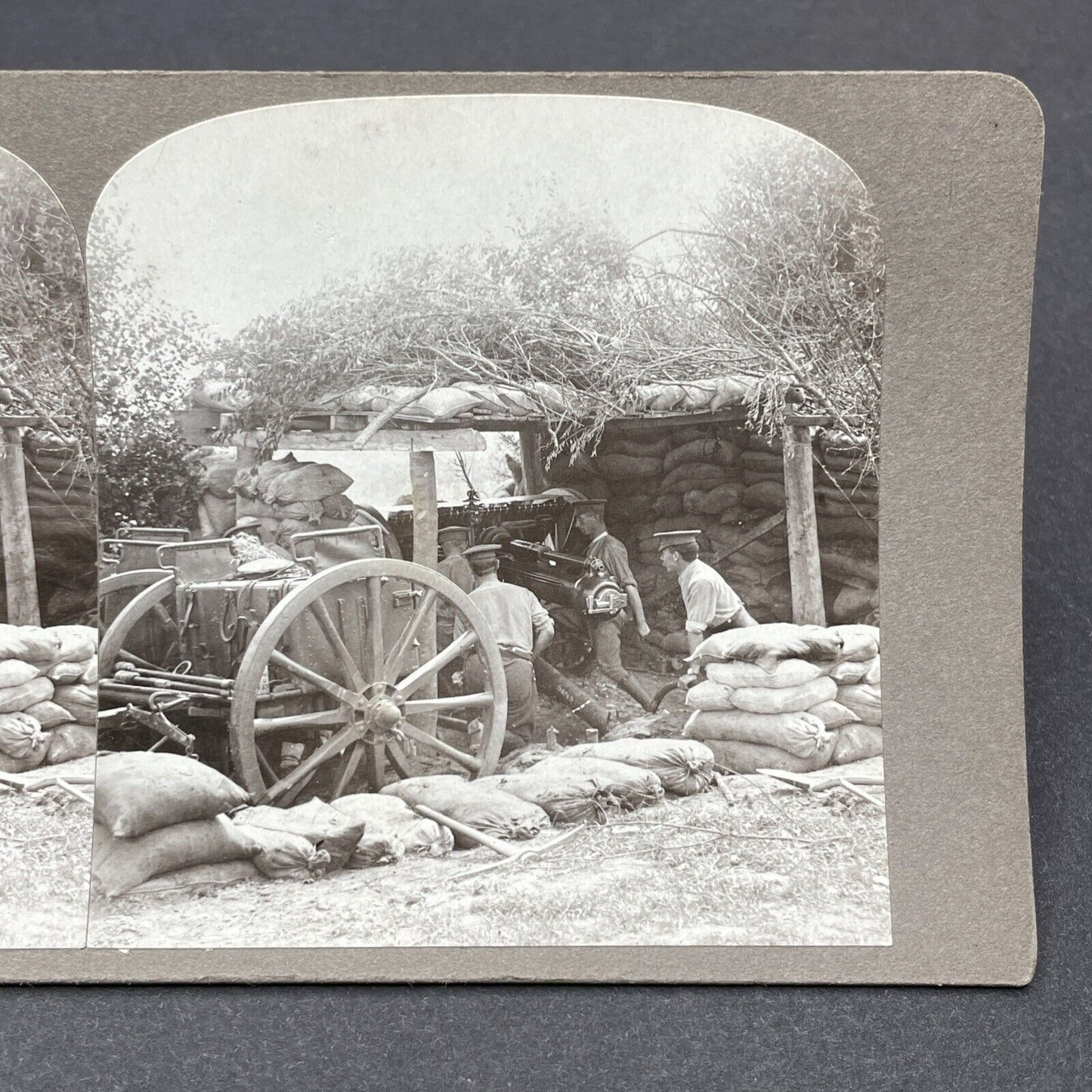 Antique 1917 WW1 British 18 Pounder QF Gun Cannon Stereoview Photo Card P1812