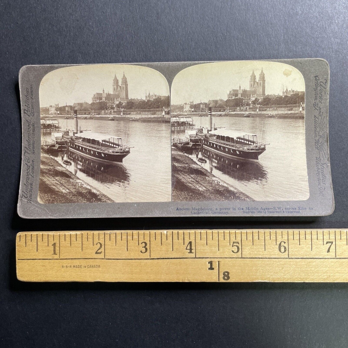 Antique 1903 Magdeburg On The Rhine Stereoview Photo Card P1584