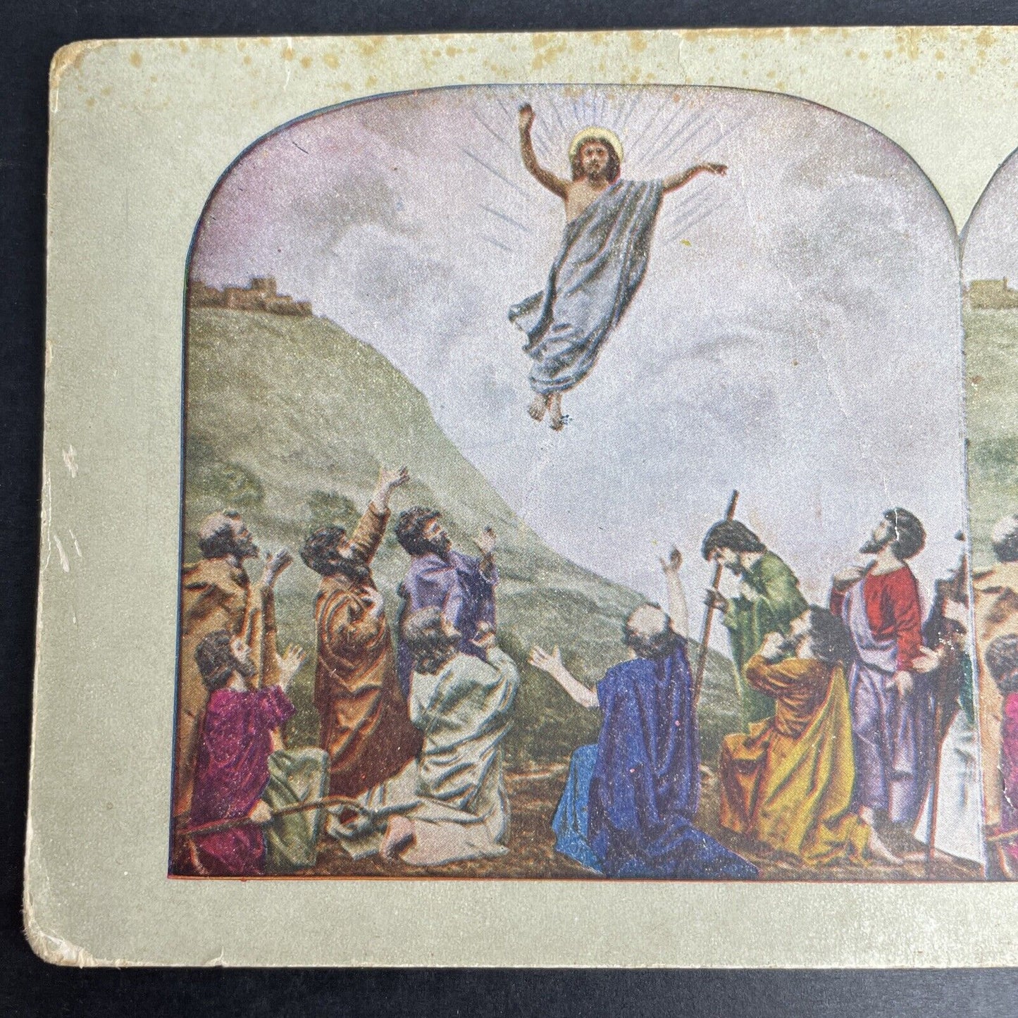 Antique 1902 The Ascension Of Jesus Christ Stereoview Photo Card P1064