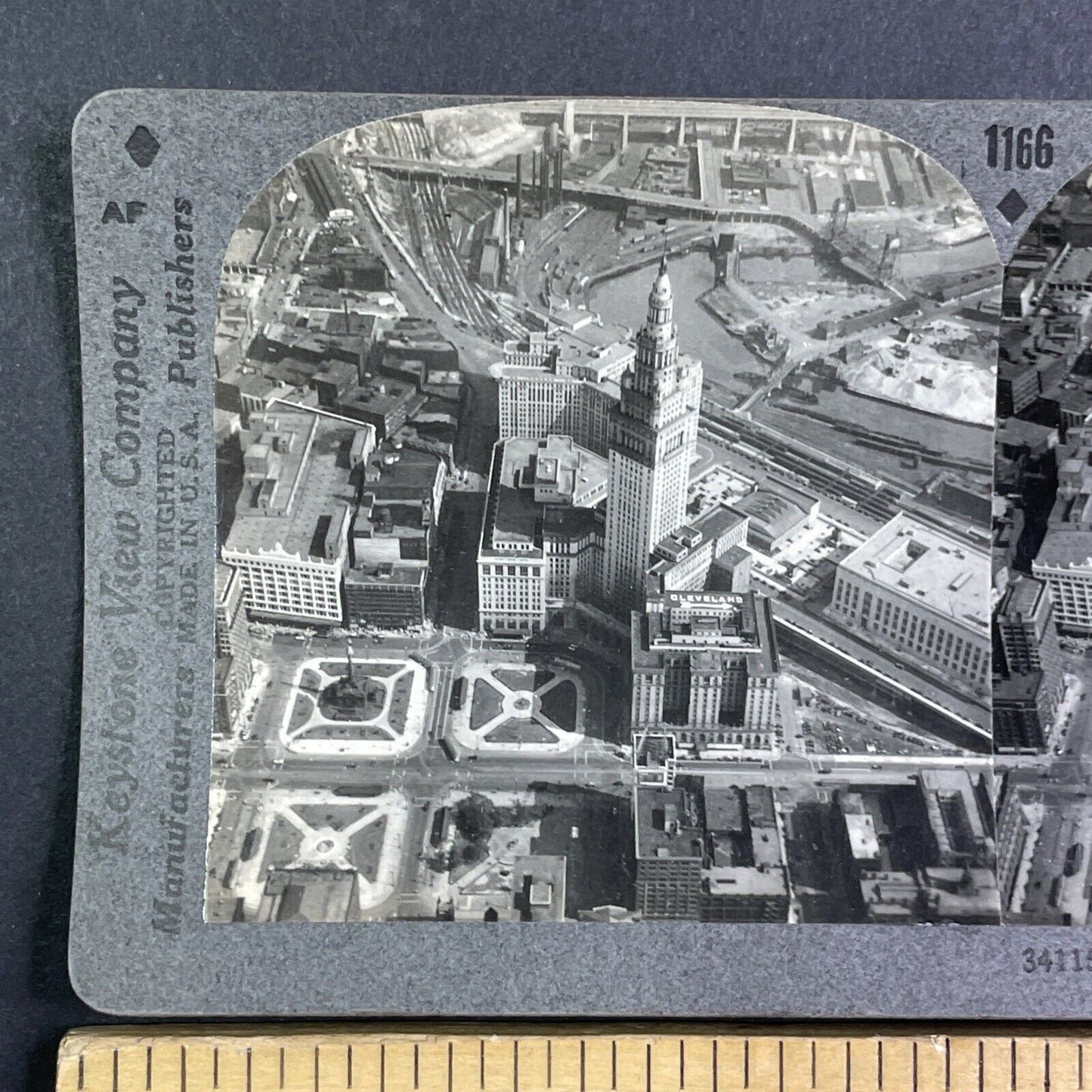 Cleveland Ohio from an Aerial View Stereoview Antique c1920s Y1129