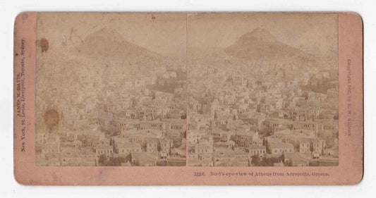 Antique 1897 View of Athens & Mount Lycabettus, Greece Kilburn Stereo Card P230