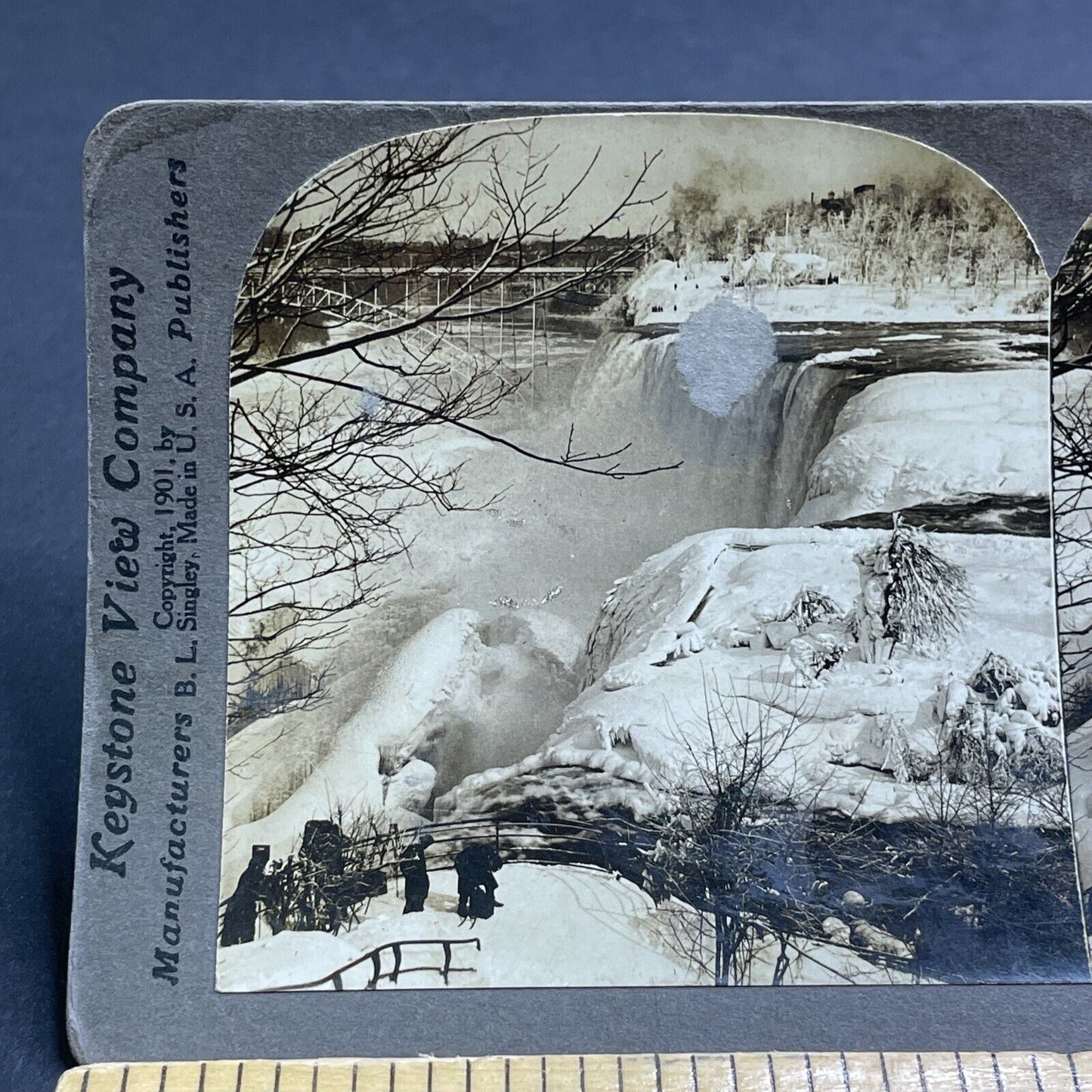 Antique 1909 Frozen Niagara Falls New York Stereoview Photo Card P1910