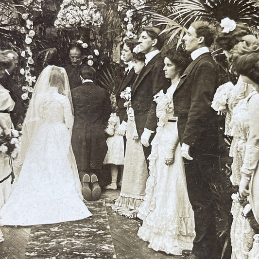 Antique 1902 Victorian Wedding Church Ceremony Stereoview Photo Card P2702