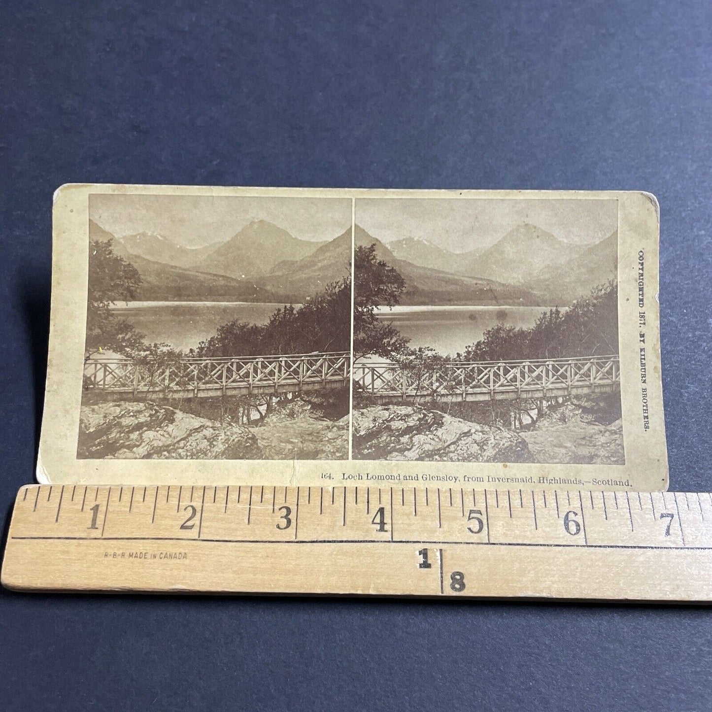 Antique 1877 Inversnaid Falls Wood Bridge Scotland Stereoview Photo Card P5113