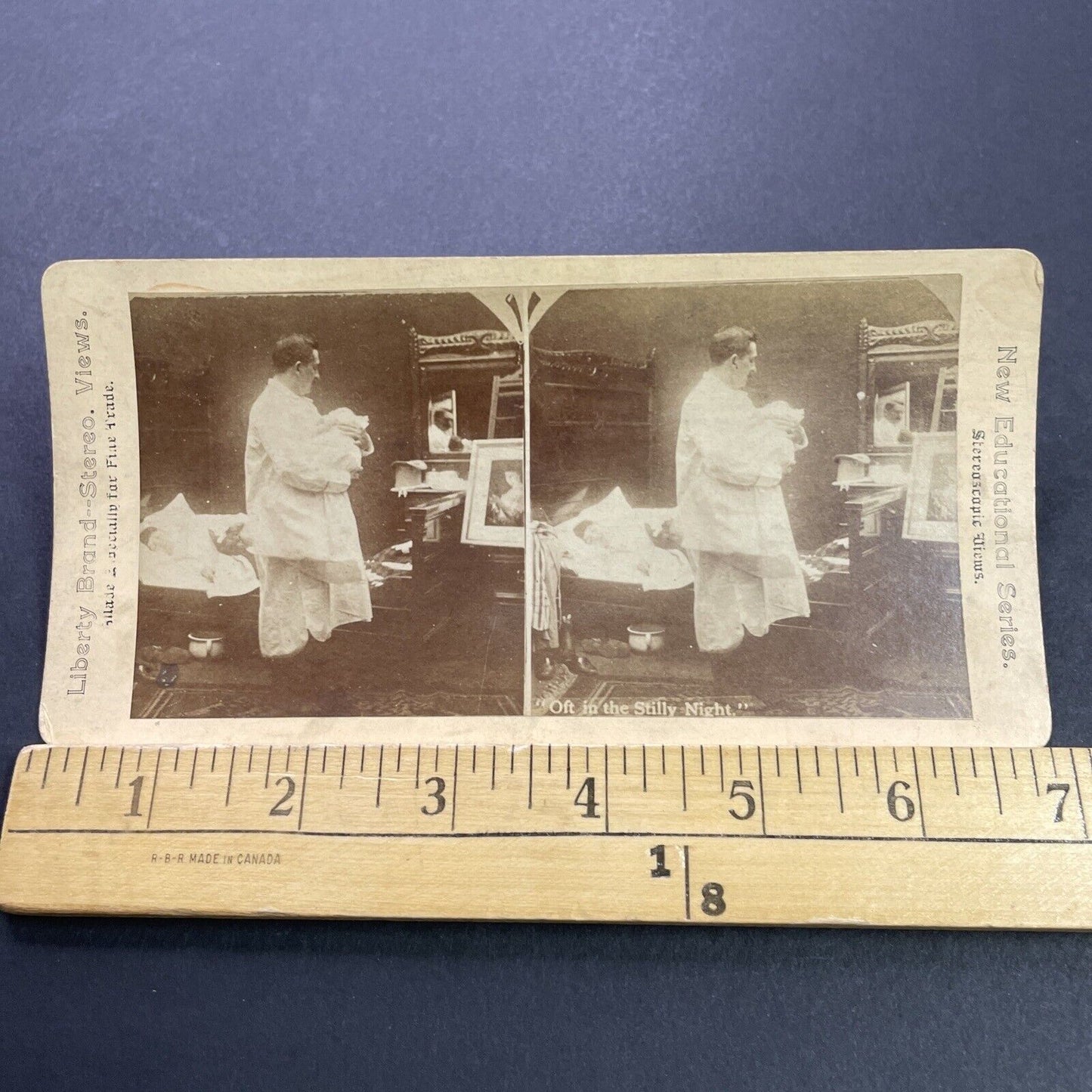 Antique 1870s Man Rocks Baby To Sleep Stereoview Photo Card P3537