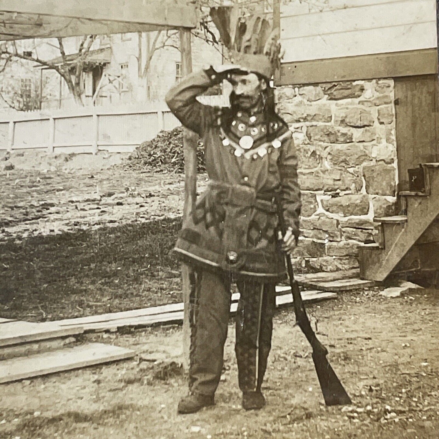 Wild Bill Hickok In Niagara Falls Stereoview Wild West Show Antique c1872 X2587