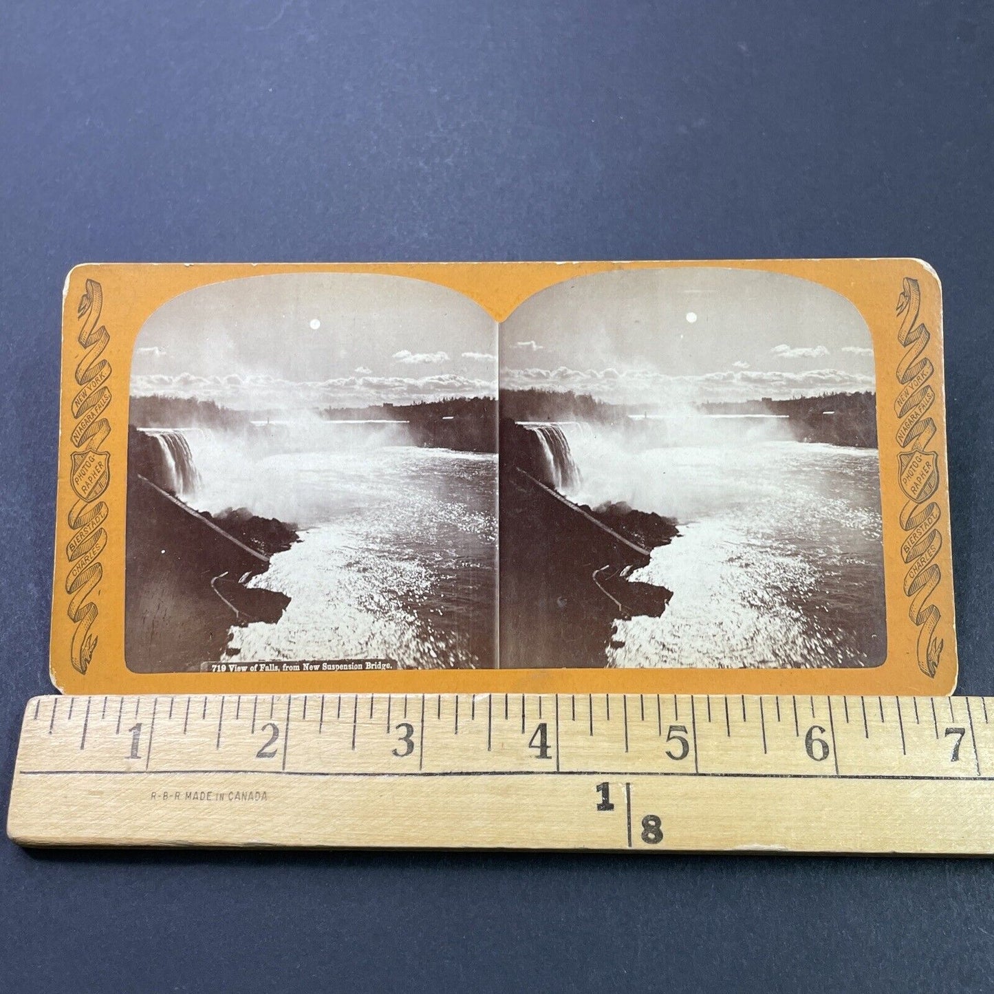 Antique 1870s Niagara Falls From The Rainbow Bridge Stereoview Photo Card P3103