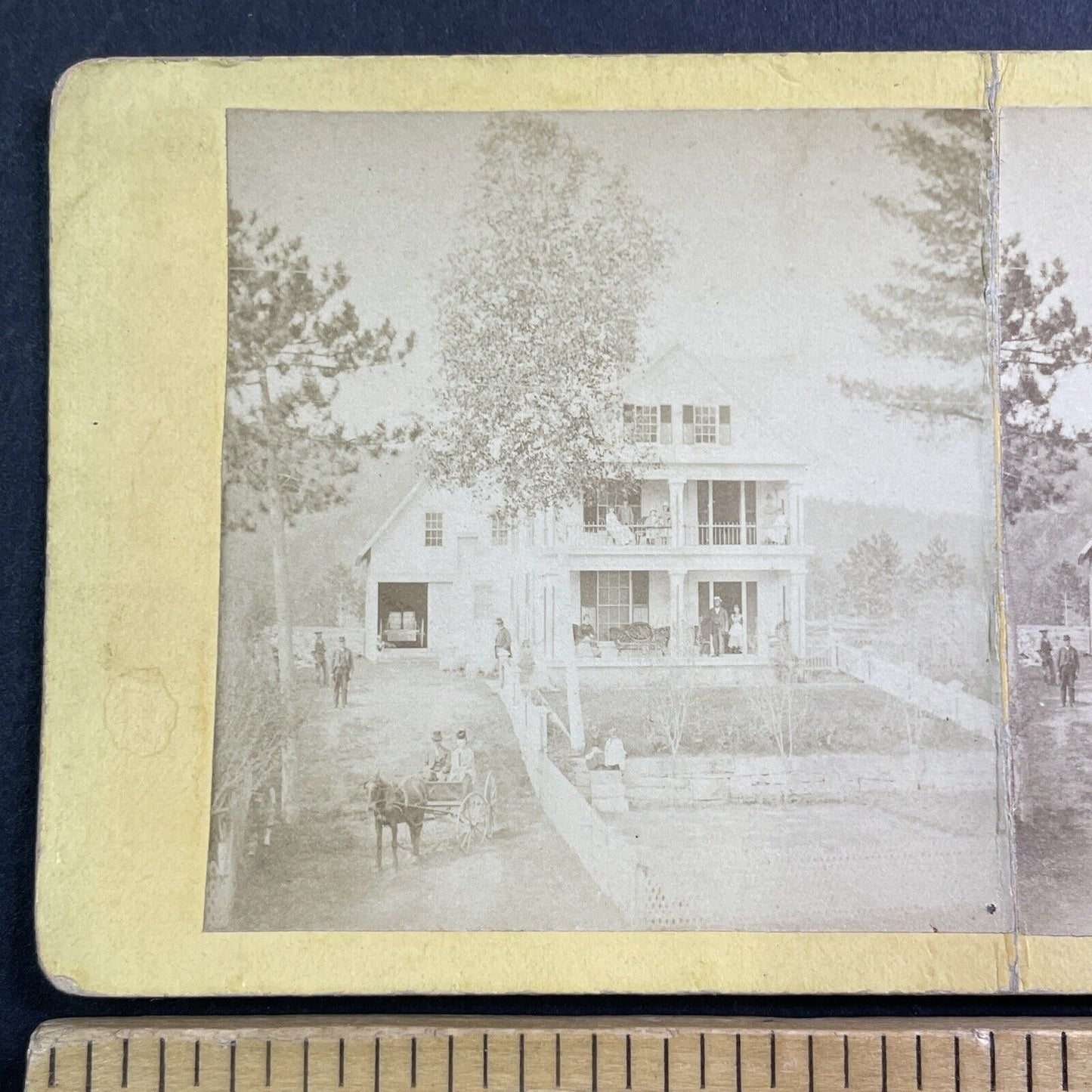 Unknown Two-Story Victorian House Home Stereoview Antique c1870 X4054 *DAMAGED*