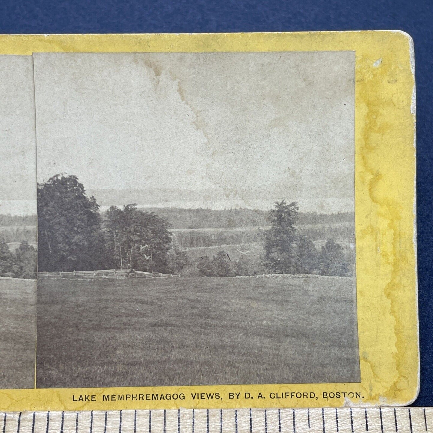 Antique 1870s Lake Memphremagog Derby Vermont Stereoview Photo Card V1708