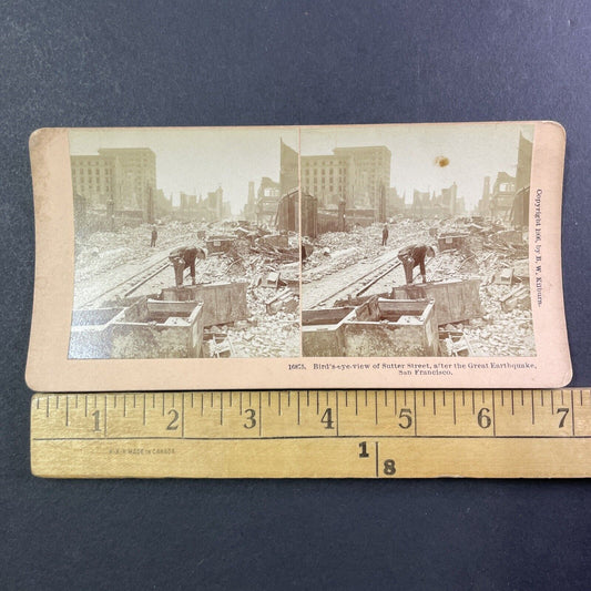 San Francisco Earthquake Vault Thieves Stereoview Photo Card Antique 1906 X818