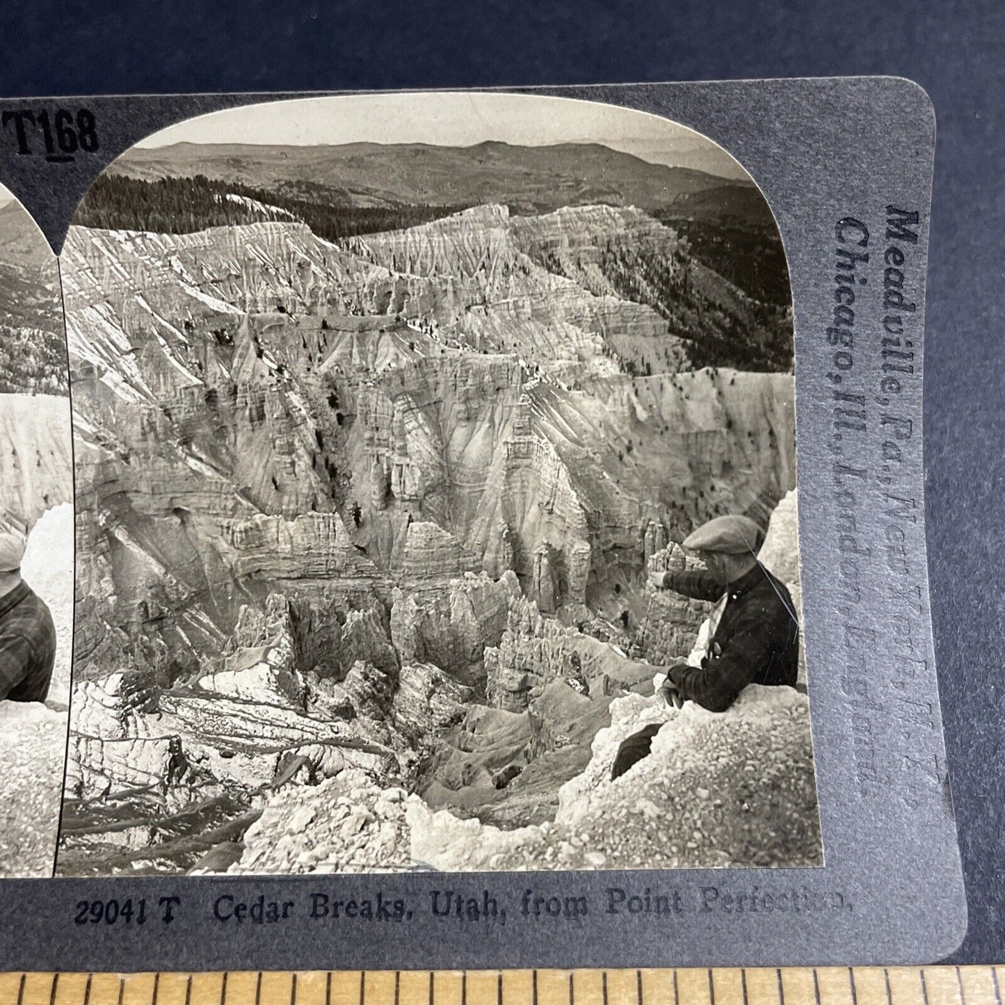 Antique 1920s Man Tempts Fate Cedar Breaks Utah Stereoview Photo Card P4859