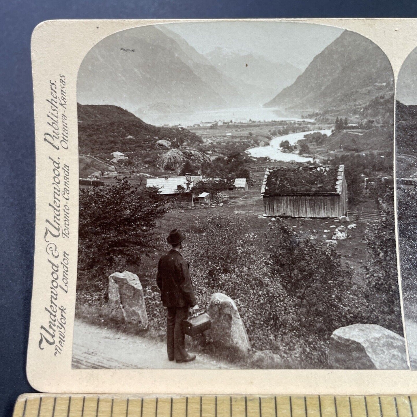 Antique 1890s Odda Norway City View Hardanger Stereoview Photo Card P3884