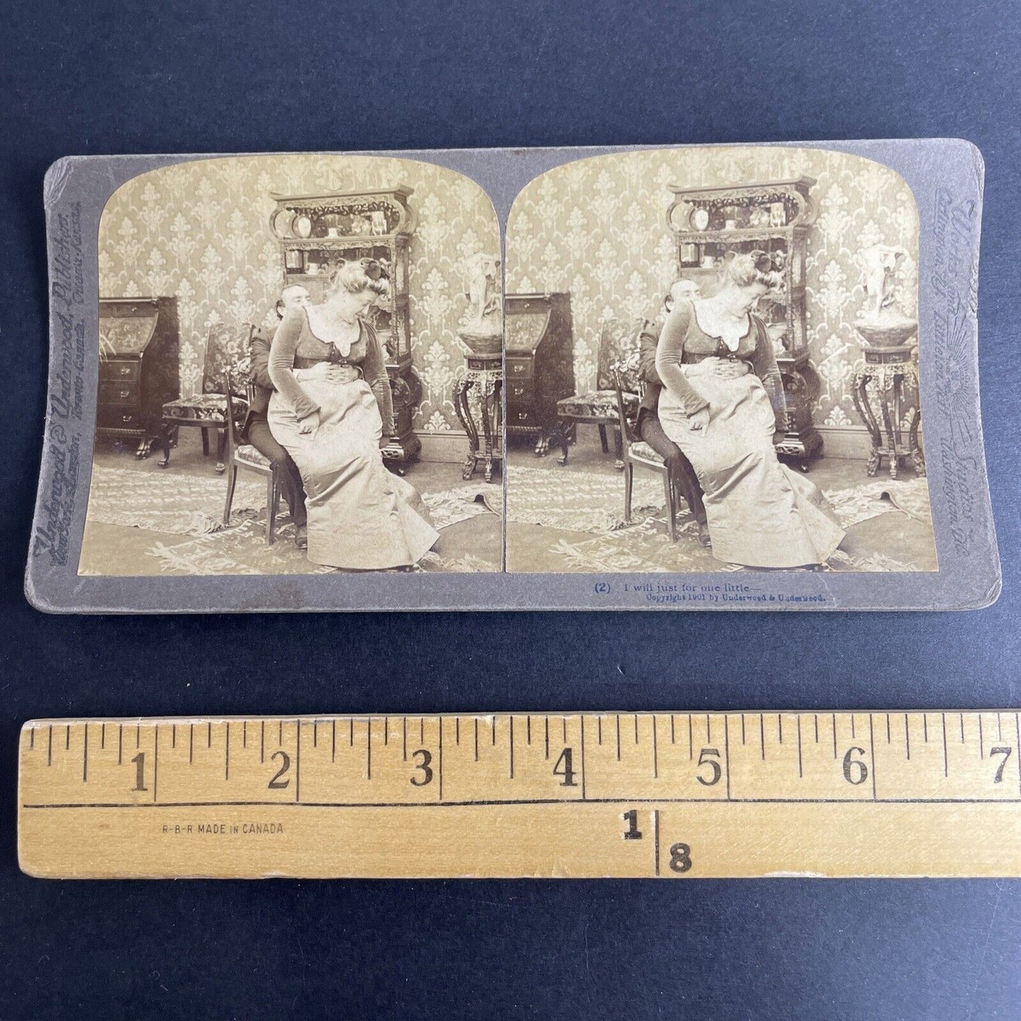 Antique 1901 Young Man Handsy With A Young Lady Stereoview Photo Card P1040