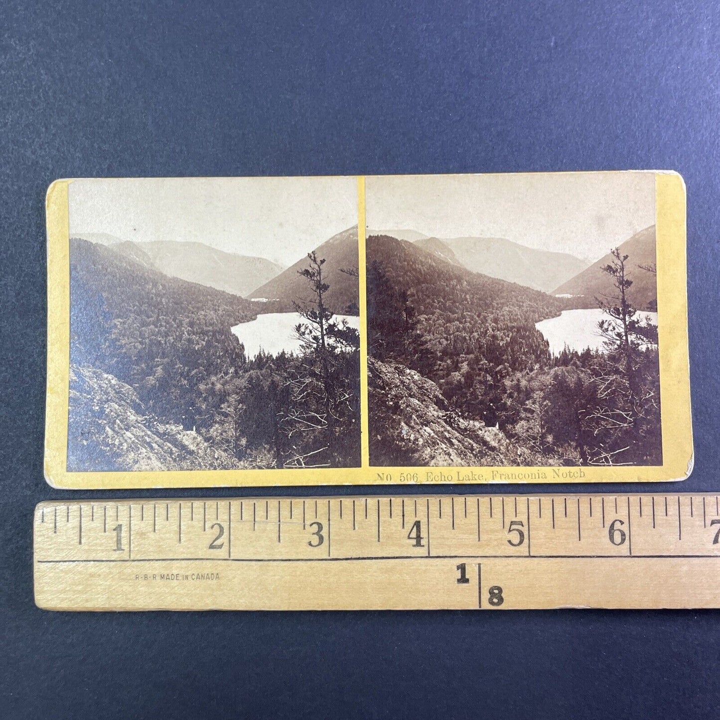 Echo Lake Franconia Notch New Hampshire Stereoview BW Kilburn c1870s Y940