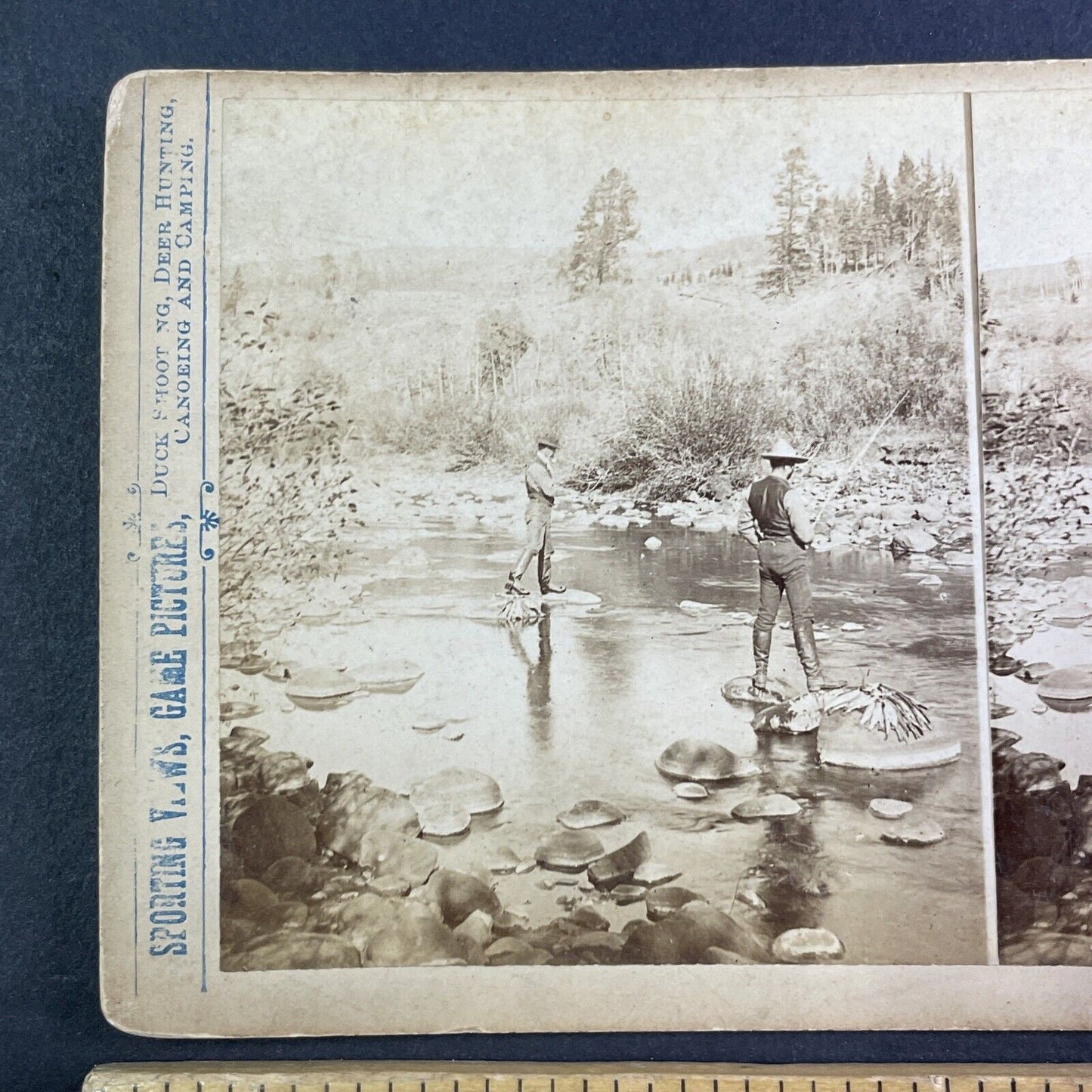 T.W. Ingersoll Self-Portrait Cache Creek River Montana Stereoview c1888 Y1333