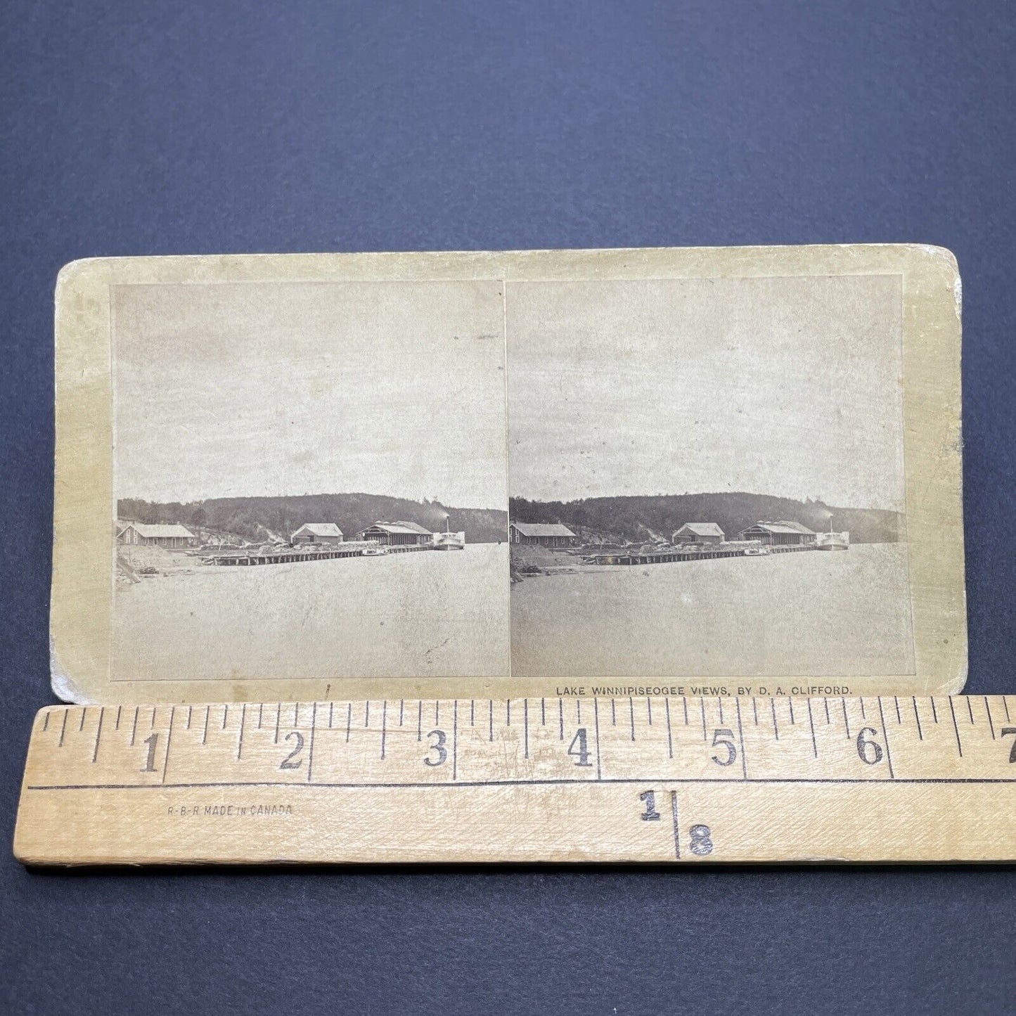 Antique 1870s Alton Bay New Hampshire Steamers Stereoview Photo Card V1707