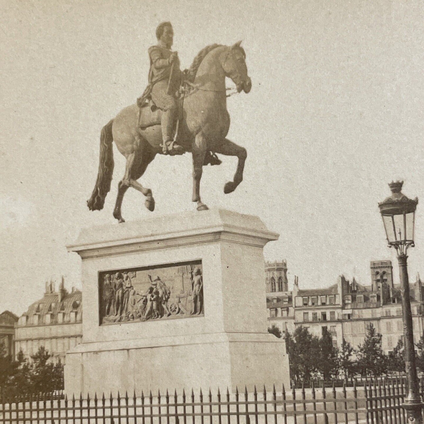 Antique 1870s Equestrian Statue Henry IV Paris France Stereoview Photo Card 4160