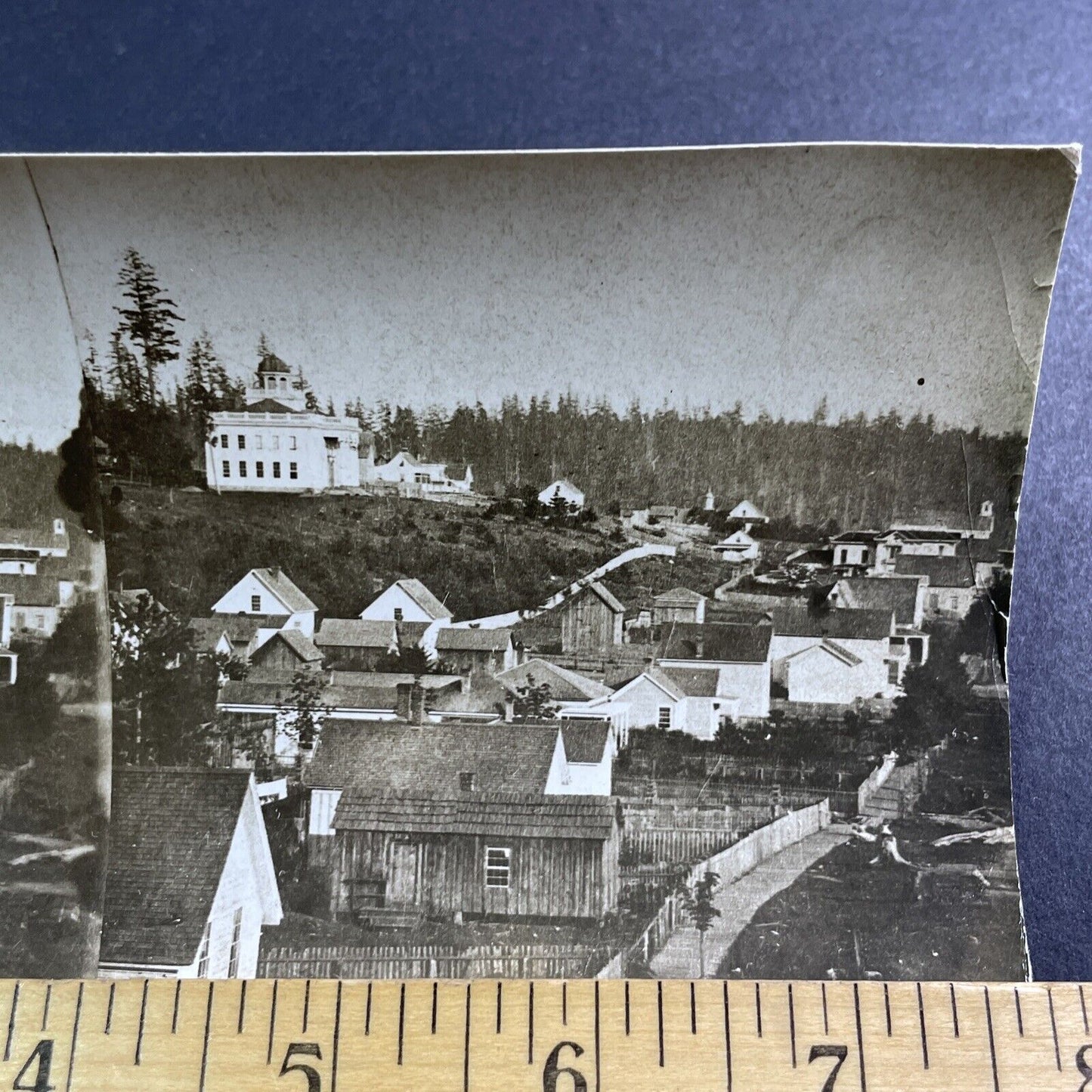 Seattle Washington Pine Street Stereoview Original Celluloid Photo c1870s Y471