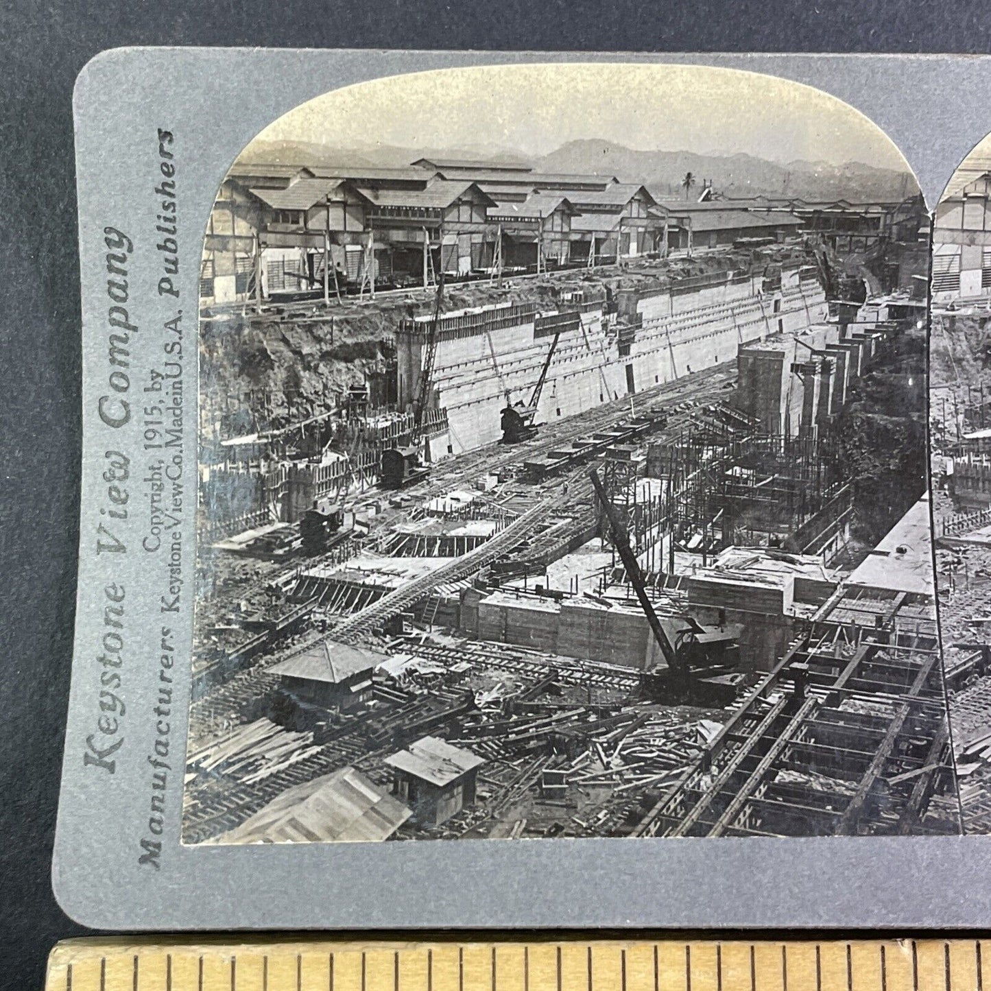 Drydock Construction Balboa Panama Canal Stereoview Antique c1915 Y3001