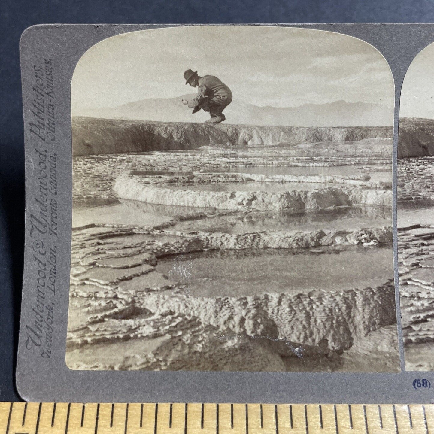 Antique 1901 Hot Springs In Yellowstone Park Stereoview Photo Card P4961