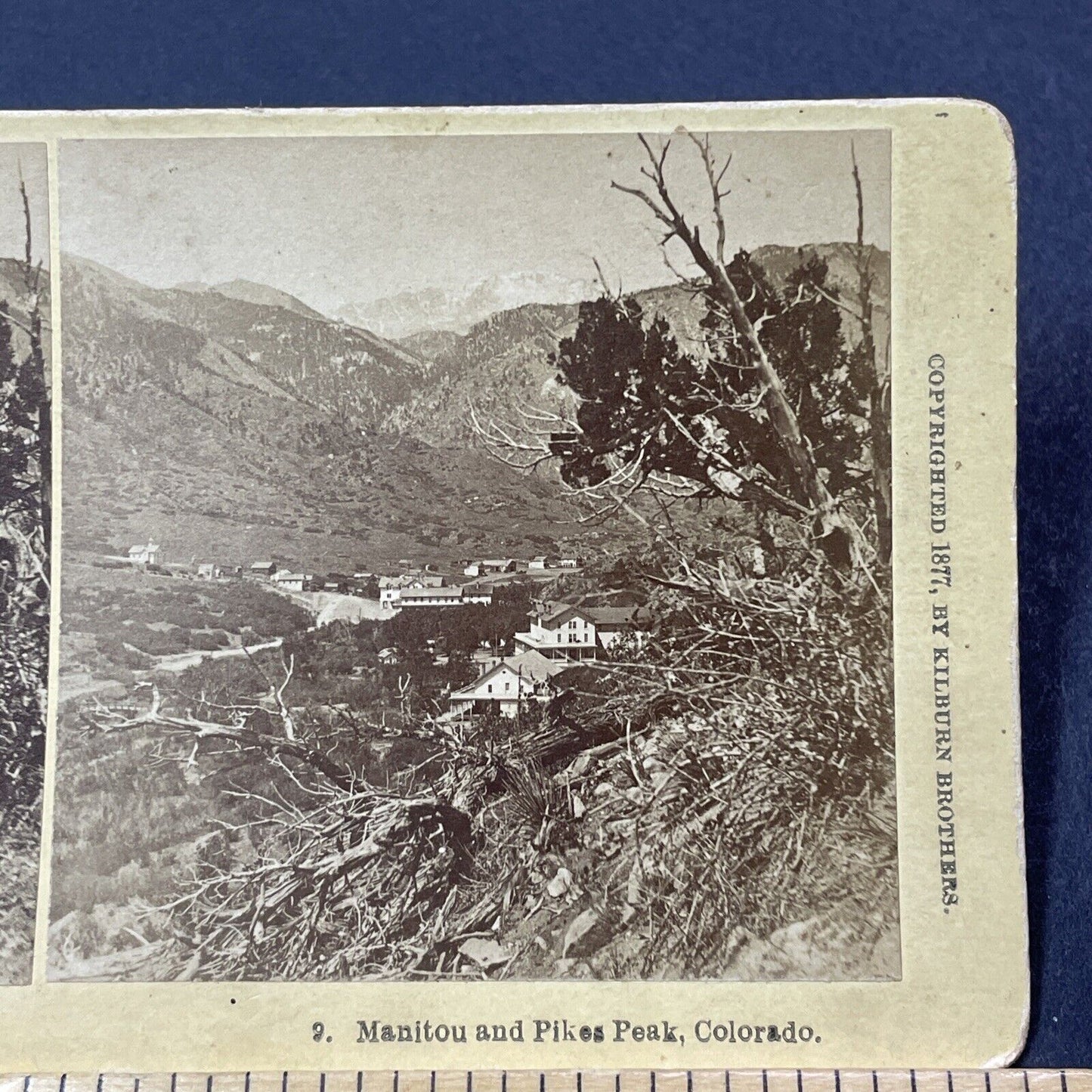 Antique 1877 Manitou & Pike's Peak Colorado Stereoview Photo Card V2123