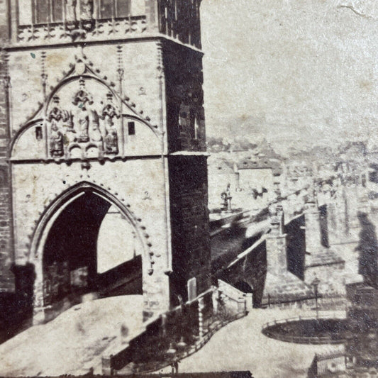 Antique 1870s Charles Bridge Prague Czech Republic Stereoview Photo Card P4026