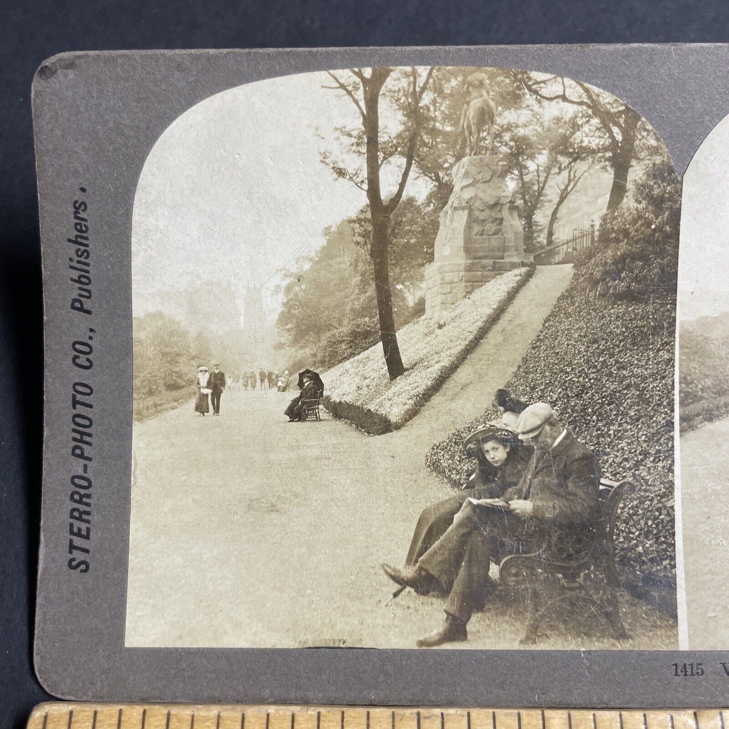 Antique 1900s Princess Gardens Edinburgh Scotland Stereoview Photo Card P4183