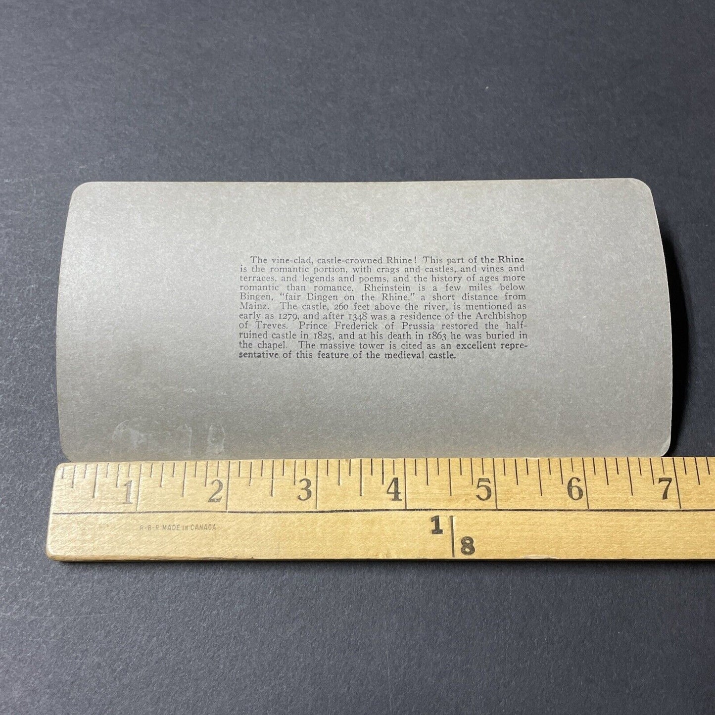 Antique 1902 Tall Skinny Castle On The Rhine River Stereoview Photo Card V2843