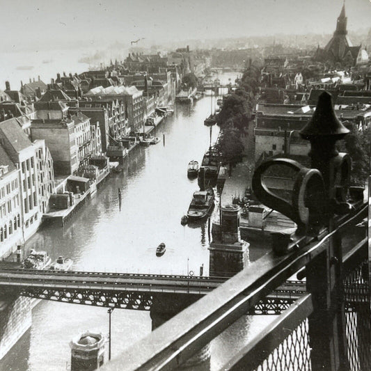 Antique 1920s Downtown Rotterdam Holland Netherlands Stereoview Photo Card V2896