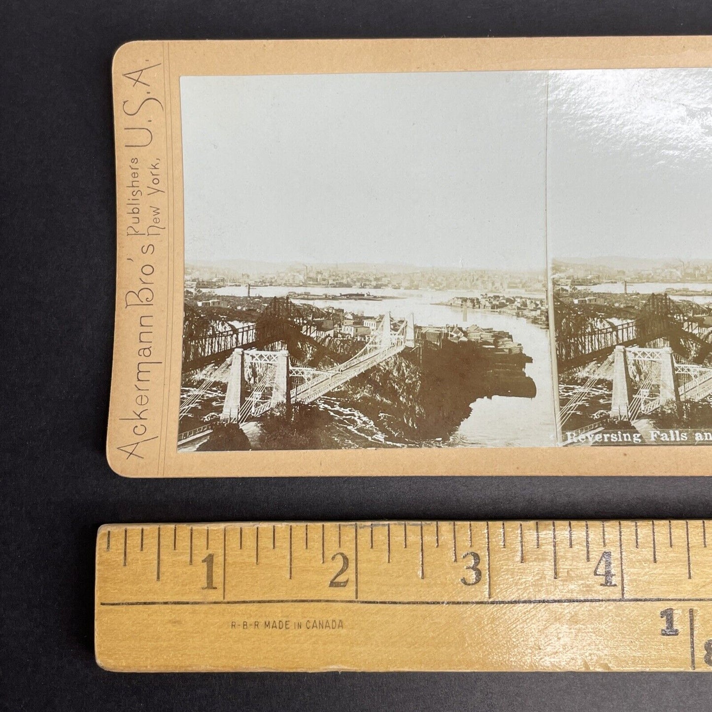 Antique 1890s Reversing Falls Bridge St. John NB Stereoview Photo Card PC881