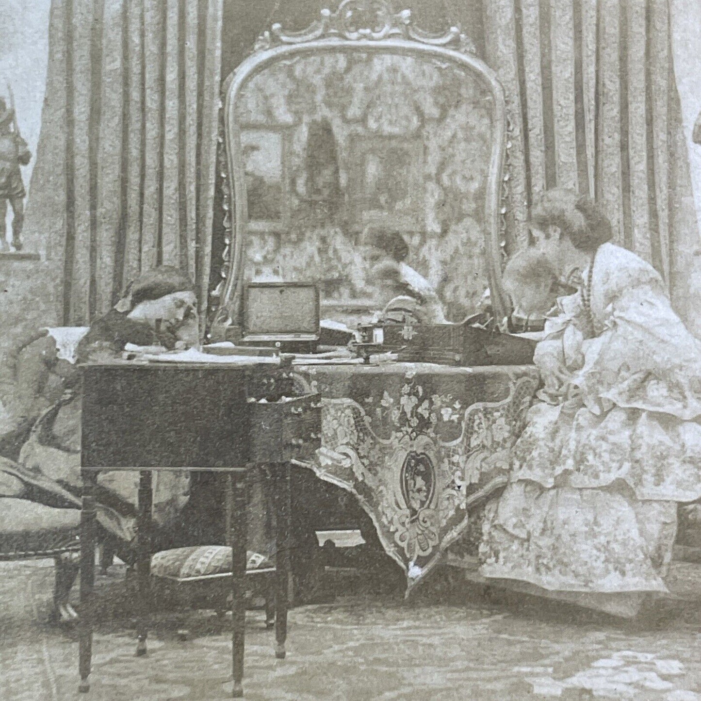 Children Doing Their School Homework Stereoview Antique c1855 X3794