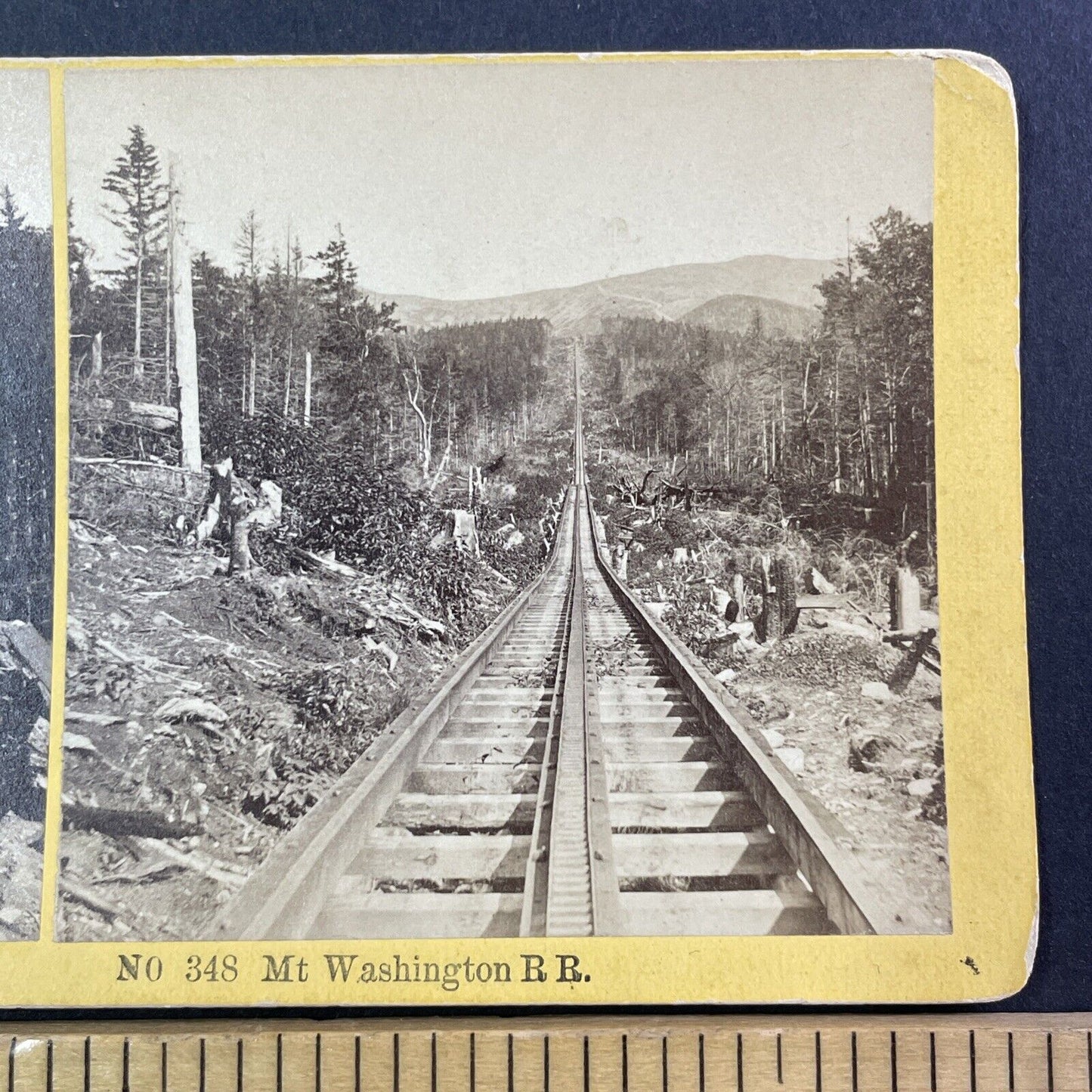 Mt Washington Railroad Construction Stereoview New Hampshire Antique c1870s Y525