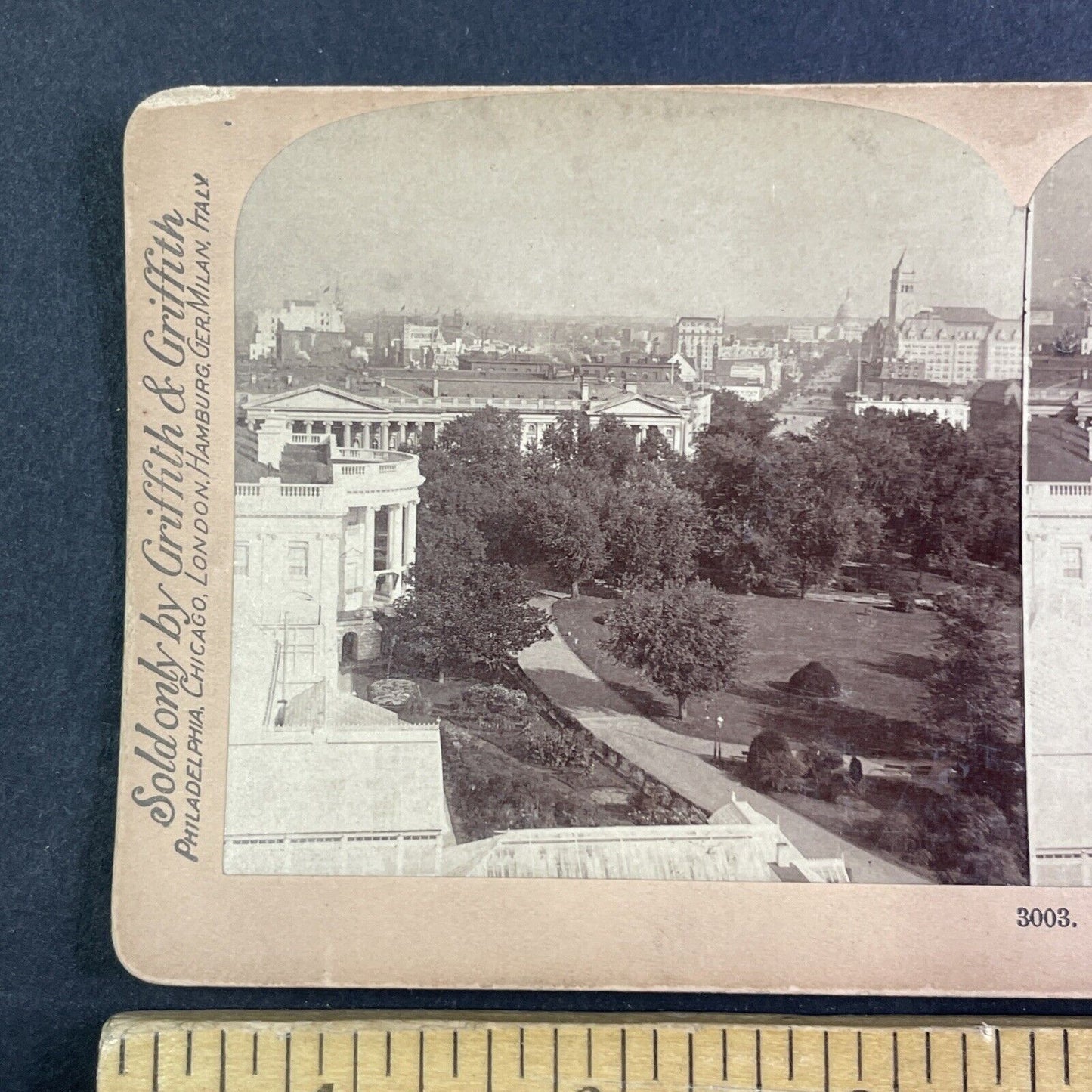 Side View of The White House Washington D.C. Stereoview Antique c1890 X4113