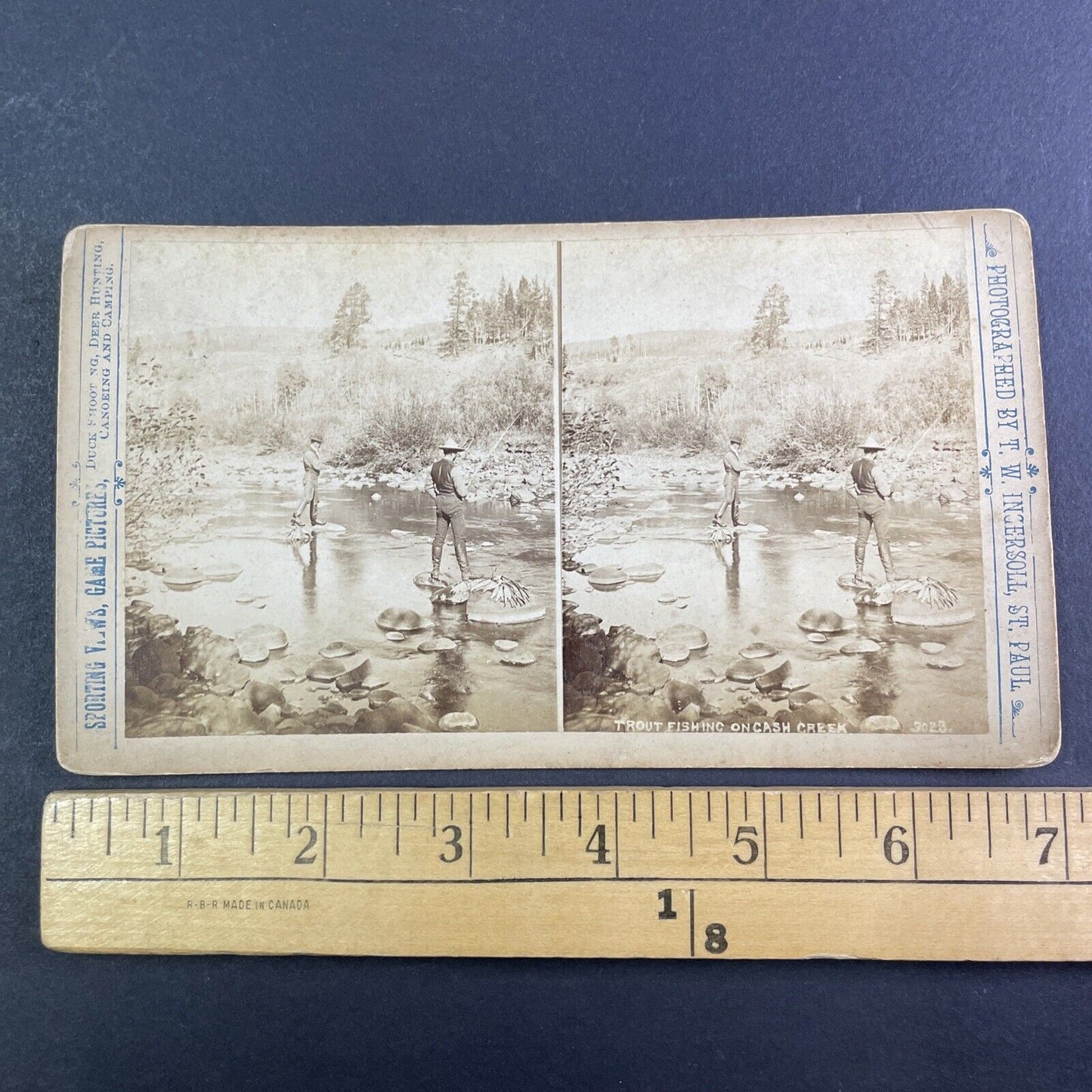 T.W. Ingersoll Self-Portrait Cache Creek River Montana Stereoview c1888 Y1333