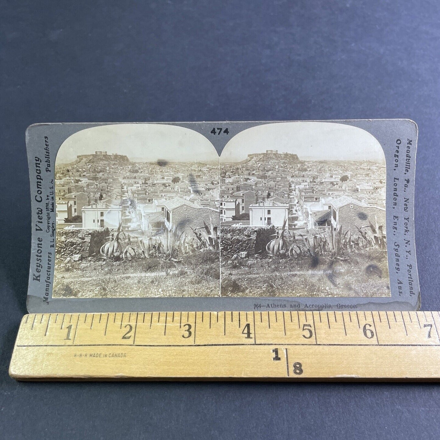 Antique 1898 Athens Greece City View Stereoview Photo Card P2208