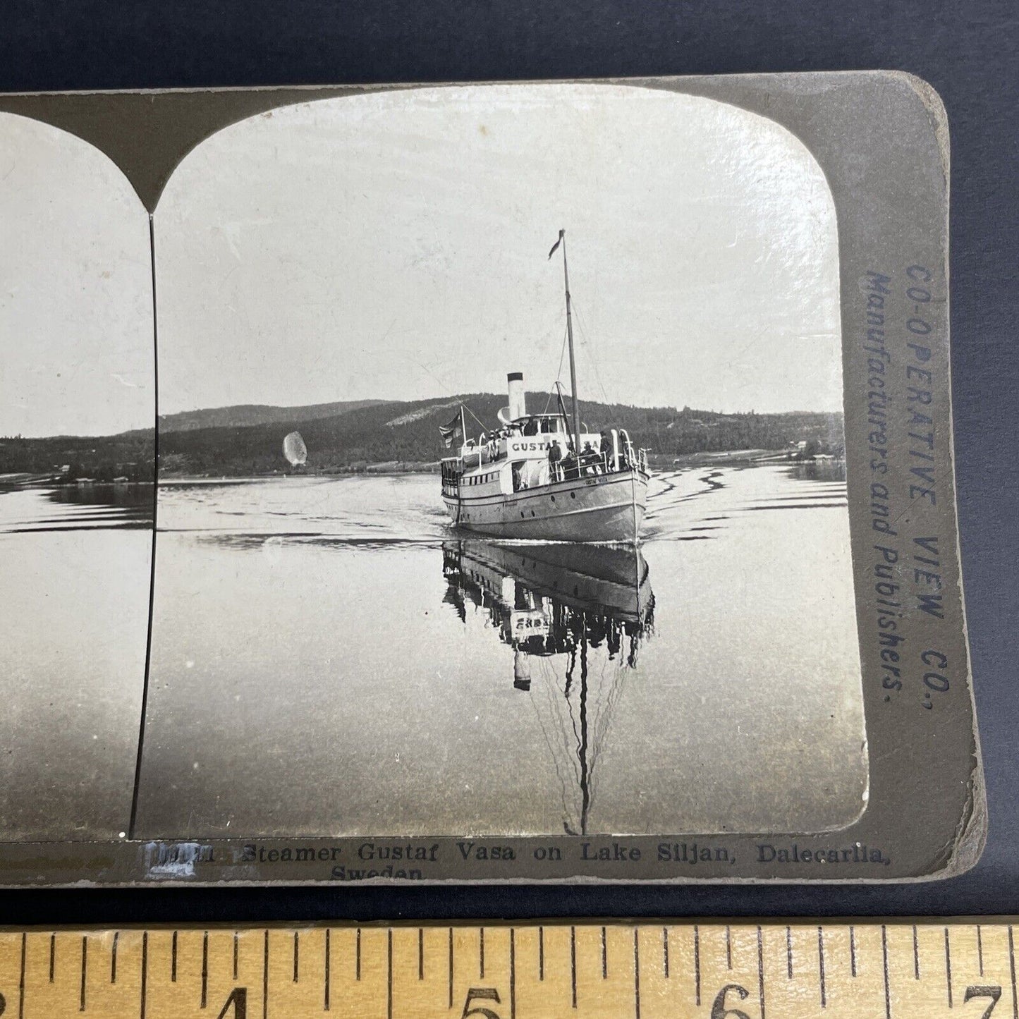 Antique 1890s Gustav Wasa Steamship Lake Siljan Stereoview Photo Card P936