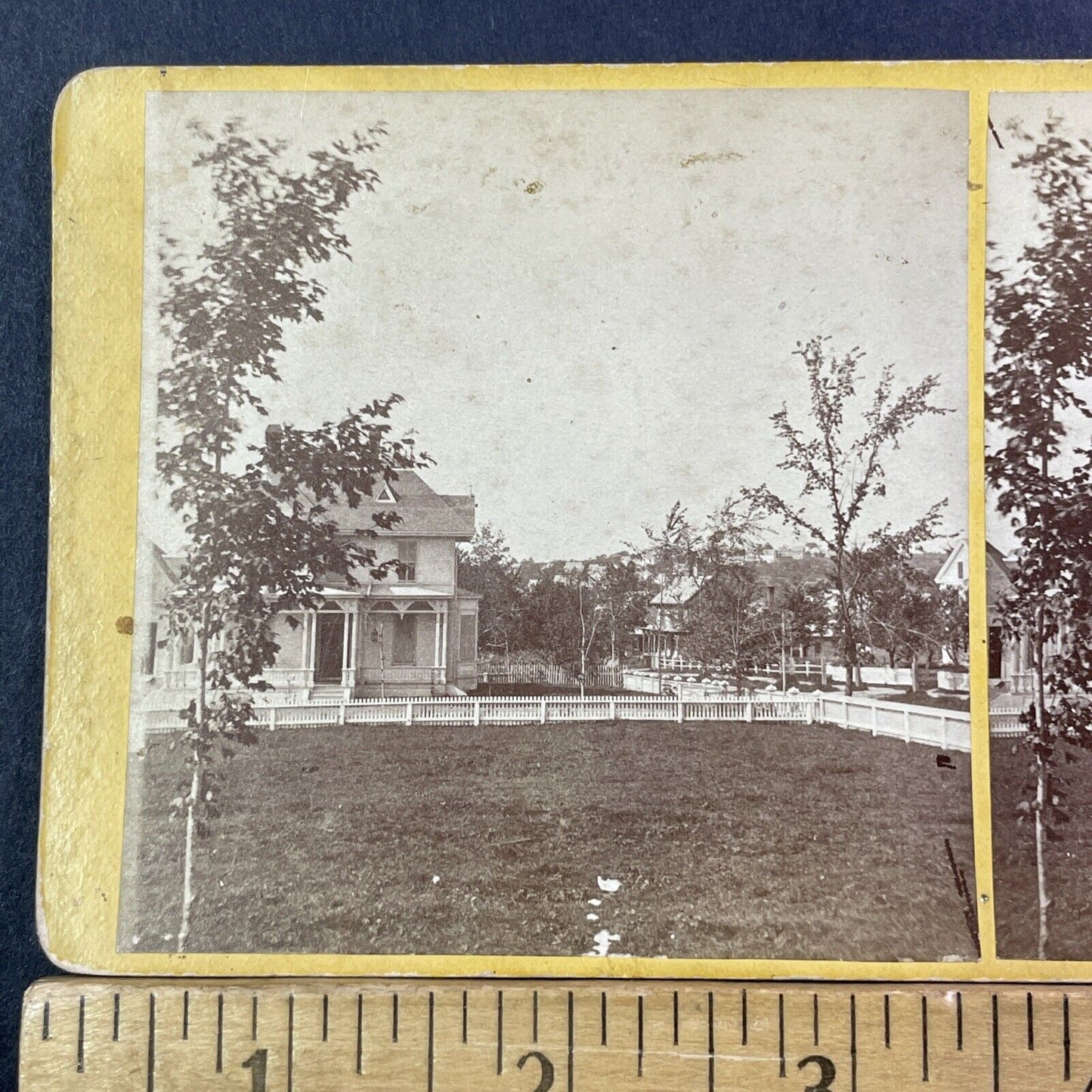 Charles Chamberlain House Stereoview Worcester MA Photo Card Antique c1867 X930