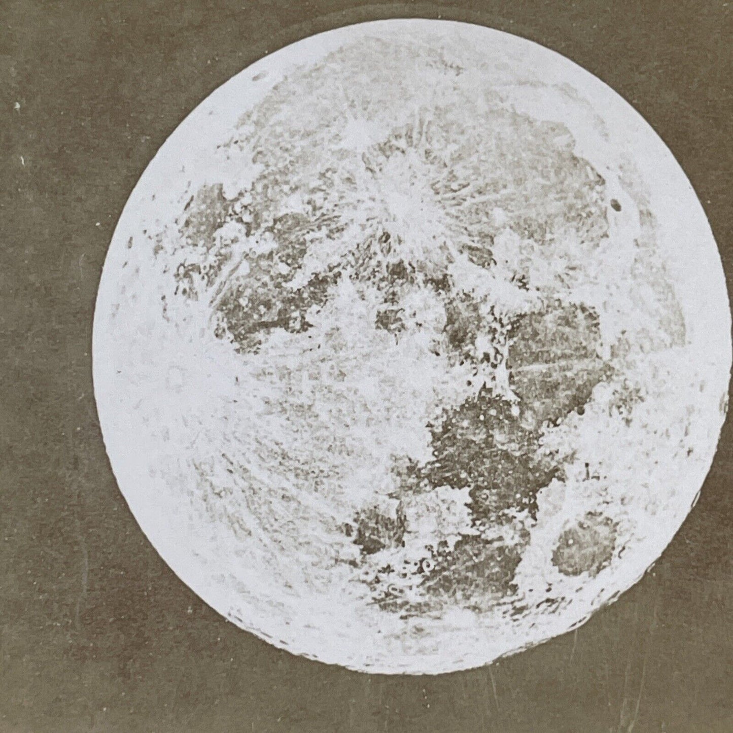 Full Moon In Space Stereoview High Resolution BW Kilburn Antique c1891 X1339